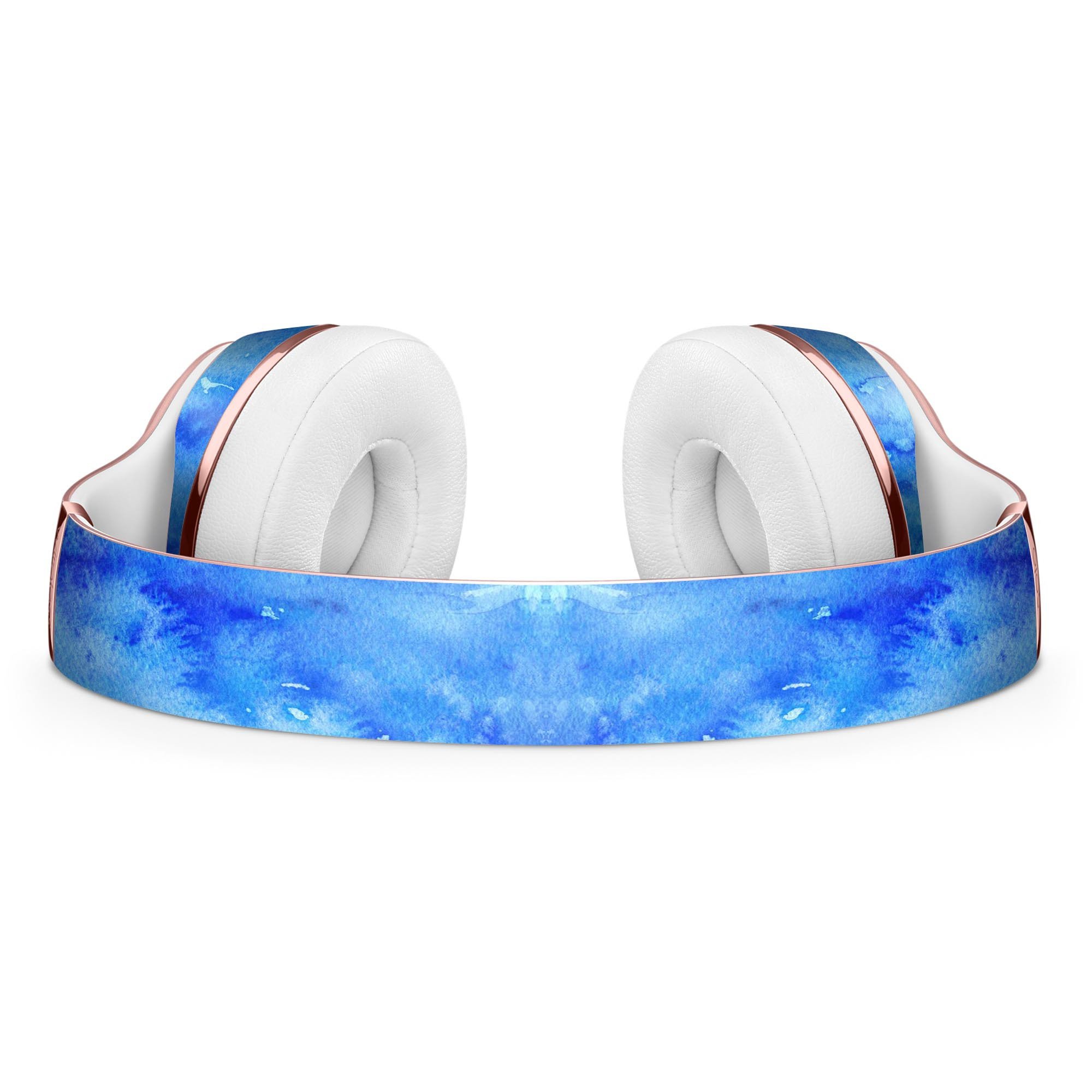 Washed Ocean Blue 402 Watercolor Texture Skin Kit for Beats by Dre Solo 3 Wireless Headphones, showcasing vibrant colors and precise cut.