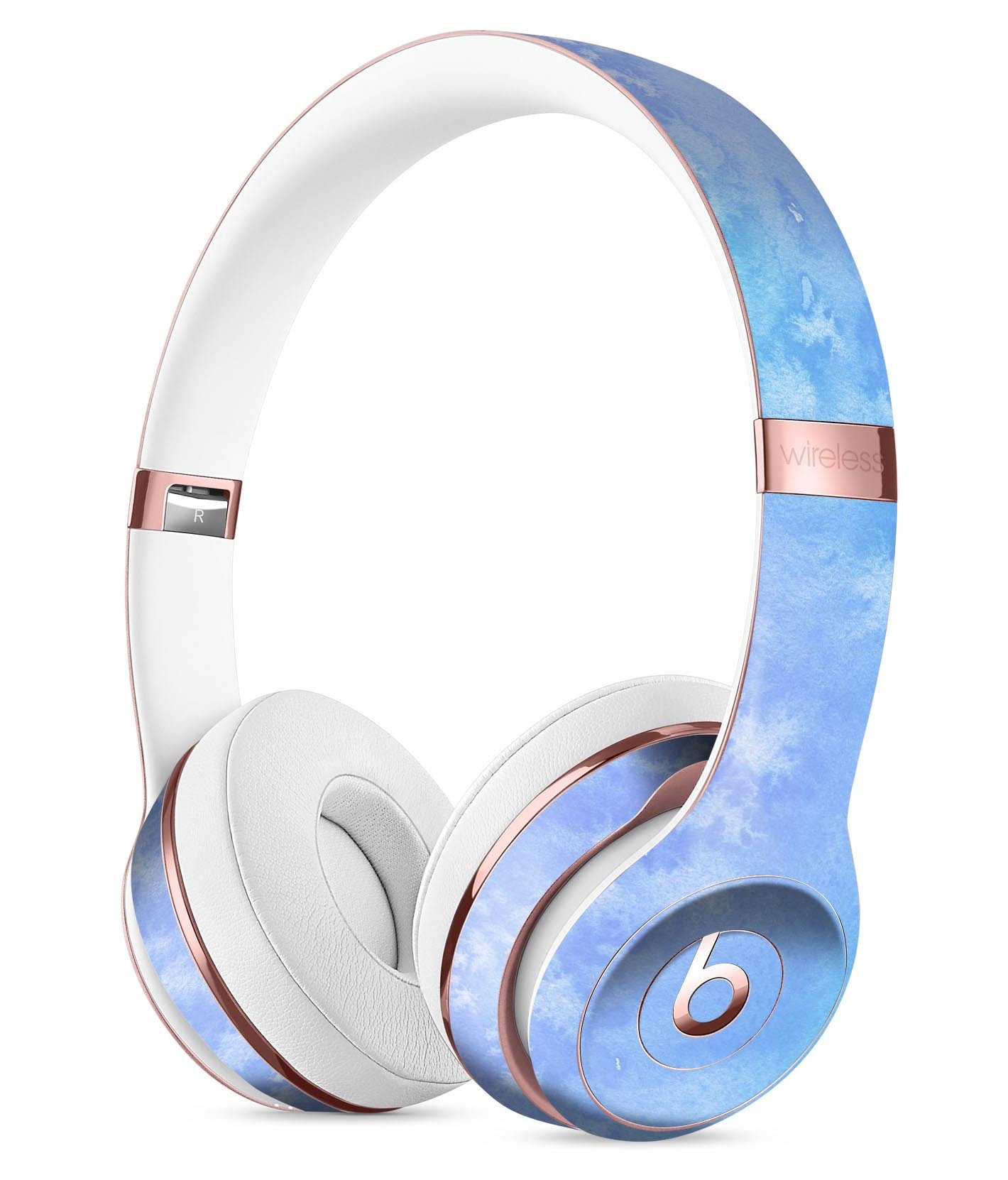 Washed Ocean Blue skin kit for Beats by Dre Solo 3 Wireless Headphones, featuring a watercolor texture design.