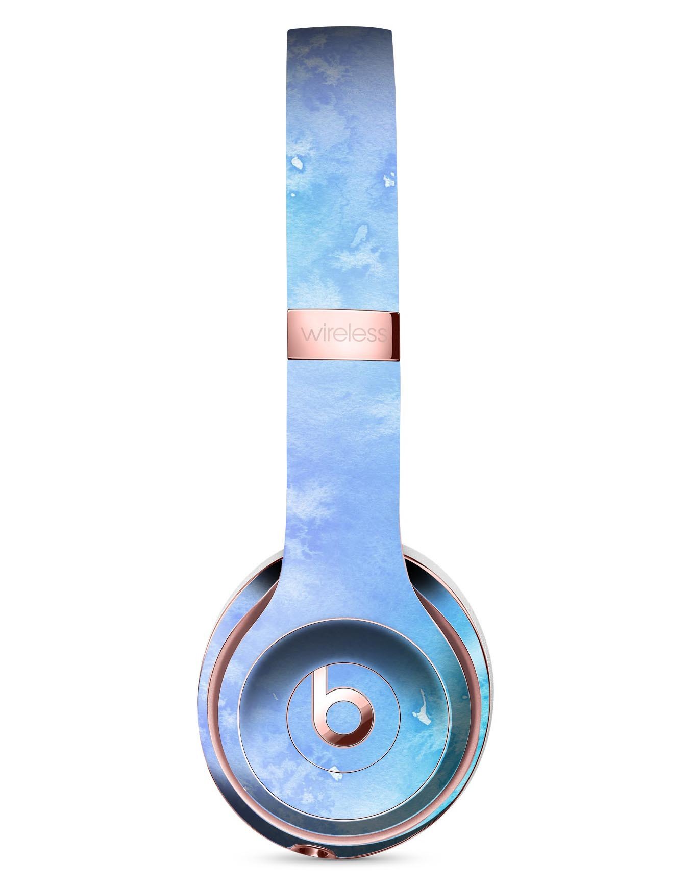 Washed Ocean Blue skin kit for Beats by Dre Solo 3 Wireless Headphones, featuring a watercolor texture design.