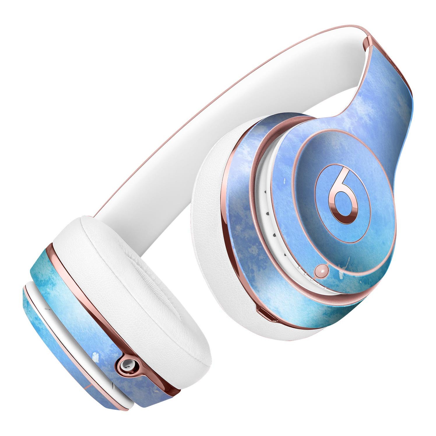 Washed Ocean Blue skin kit for Beats by Dre Solo 3 Wireless Headphones, featuring a watercolor texture design.