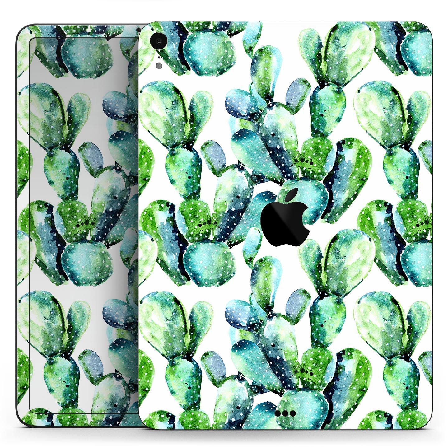 Watercolor Cactus Bloom V1 skin decal for Apple iPad, showcasing vibrant cactus design on a sleek surface.