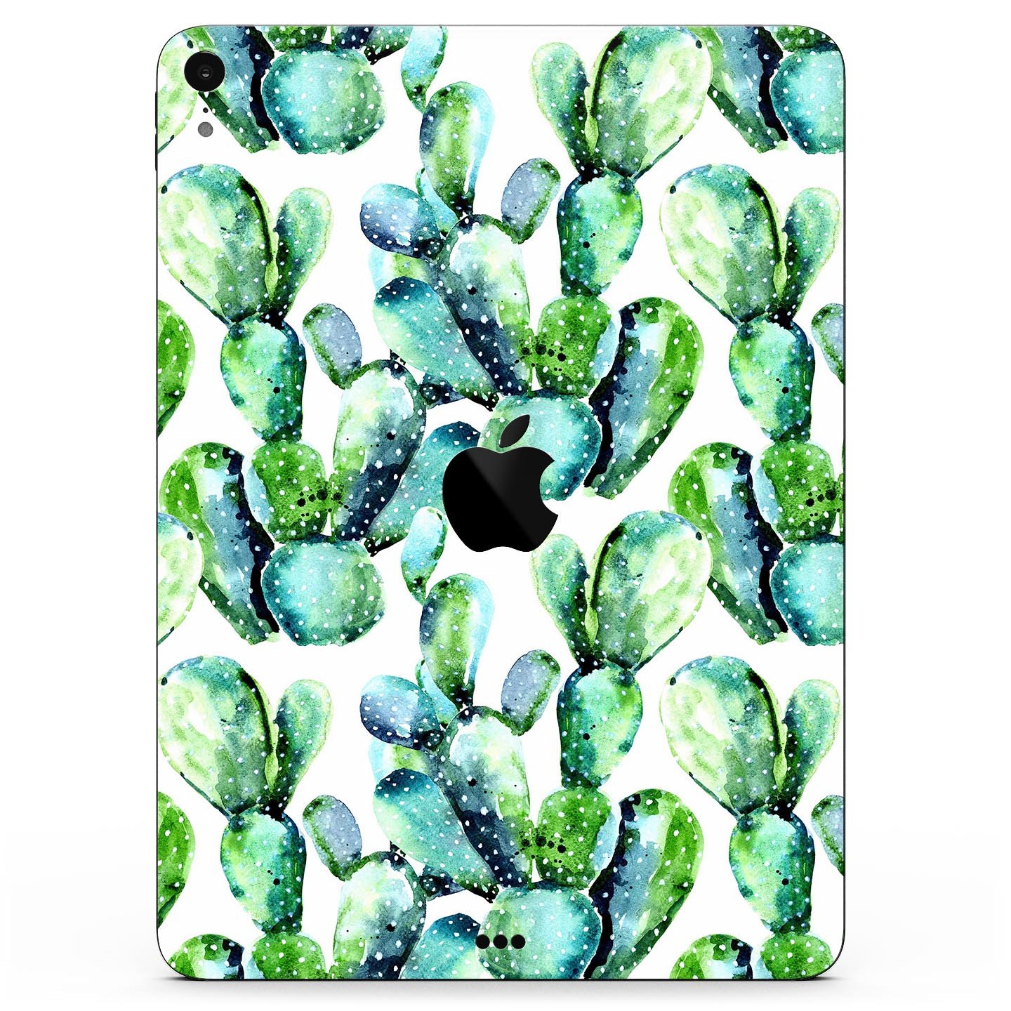 Watercolor Cactus Bloom V1 skin decal for Apple iPad, showcasing vibrant cactus design on a sleek surface.