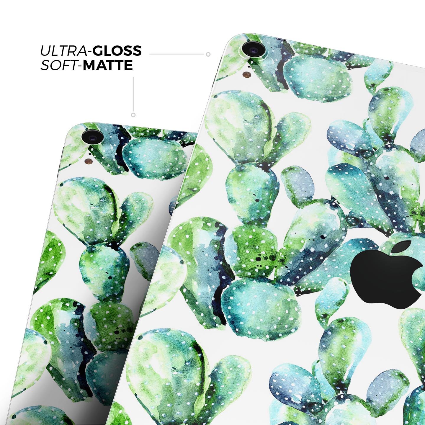 Watercolor Cactus Bloom V1 skin decal for Apple iPad, showcasing vibrant cactus design on a sleek surface.