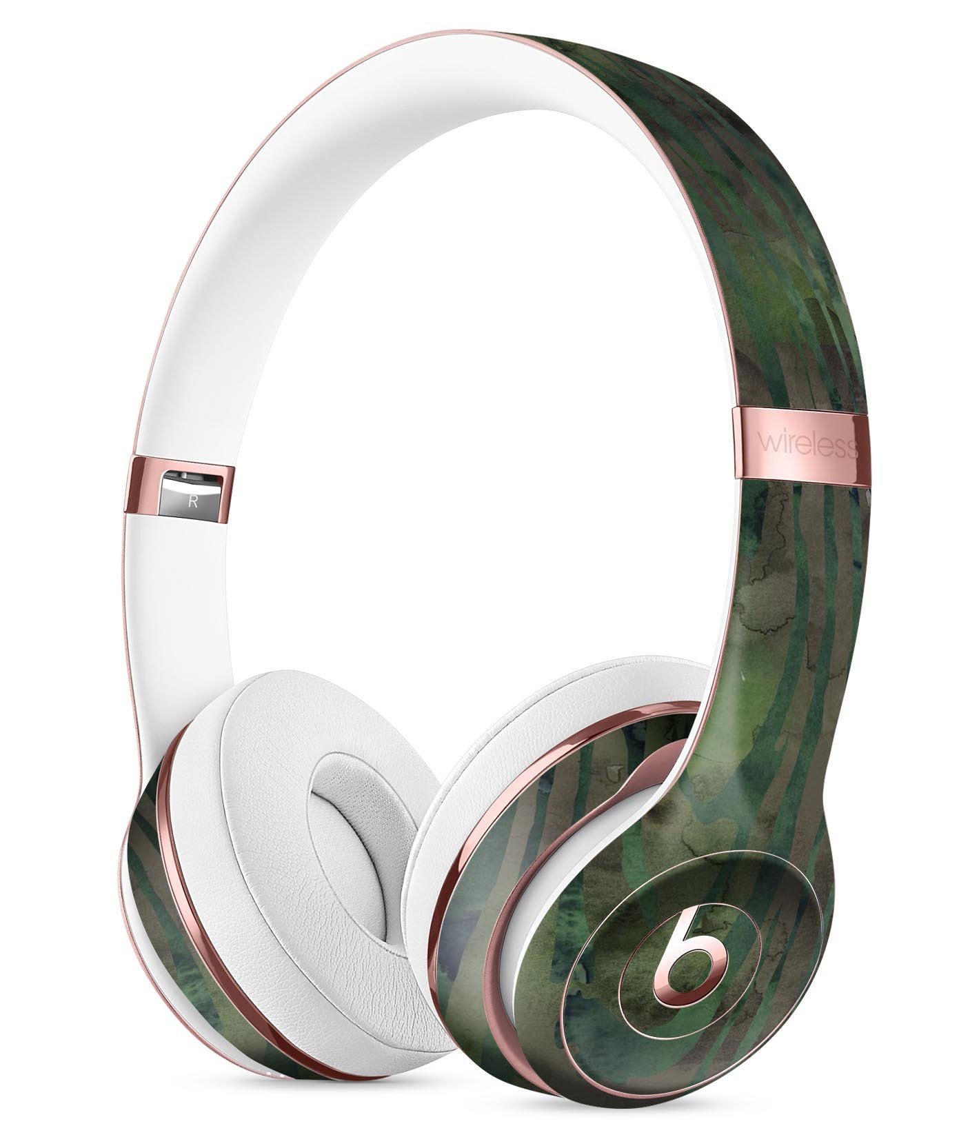 Watercolor Camo Woodgrain Full-Body Skin Kit for Beats by Dre Solo 3 Wireless Headphones, showcasing vibrant colors and unique design.