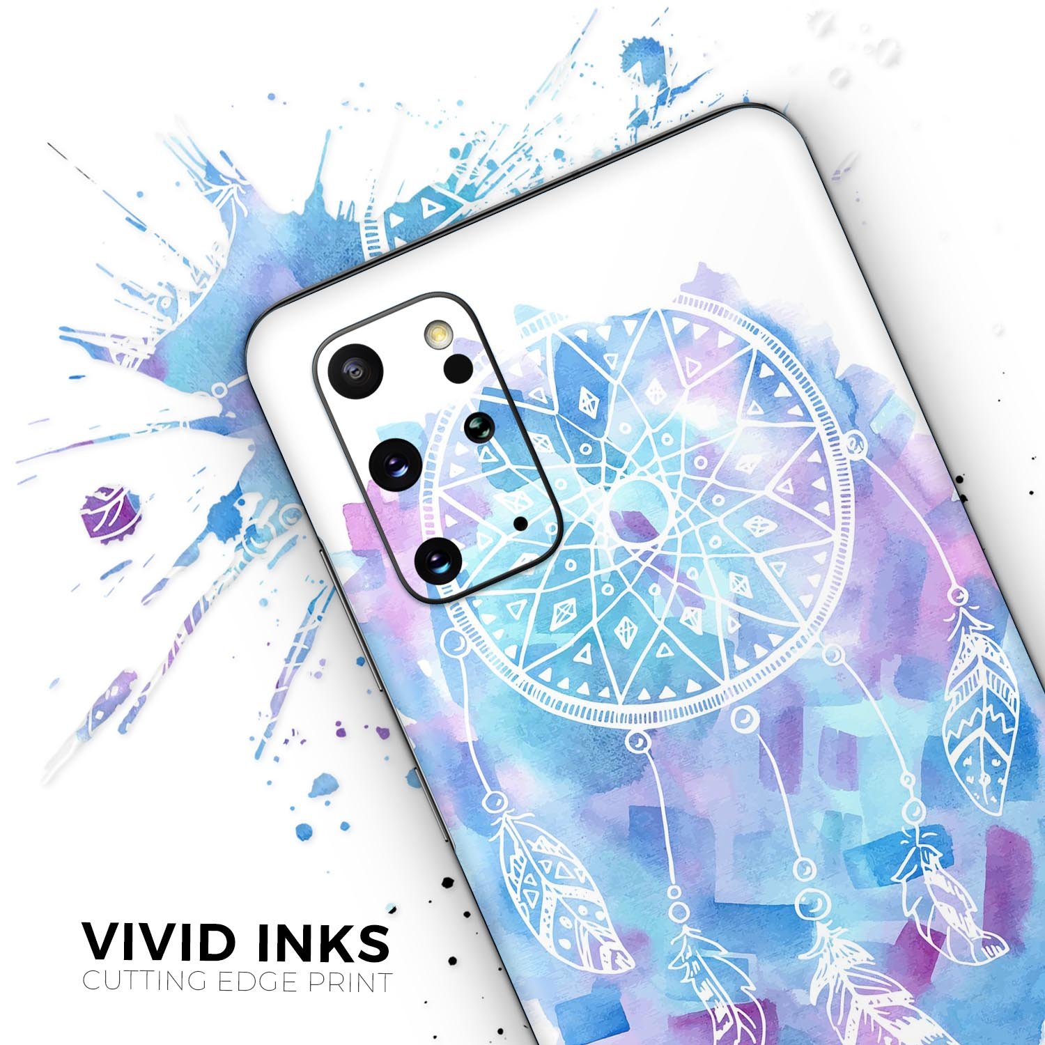 Watercolor Dreamcatcher Skin-Kit for Samsung Galaxy S-Series, showcasing vibrant colors and intricate design.
