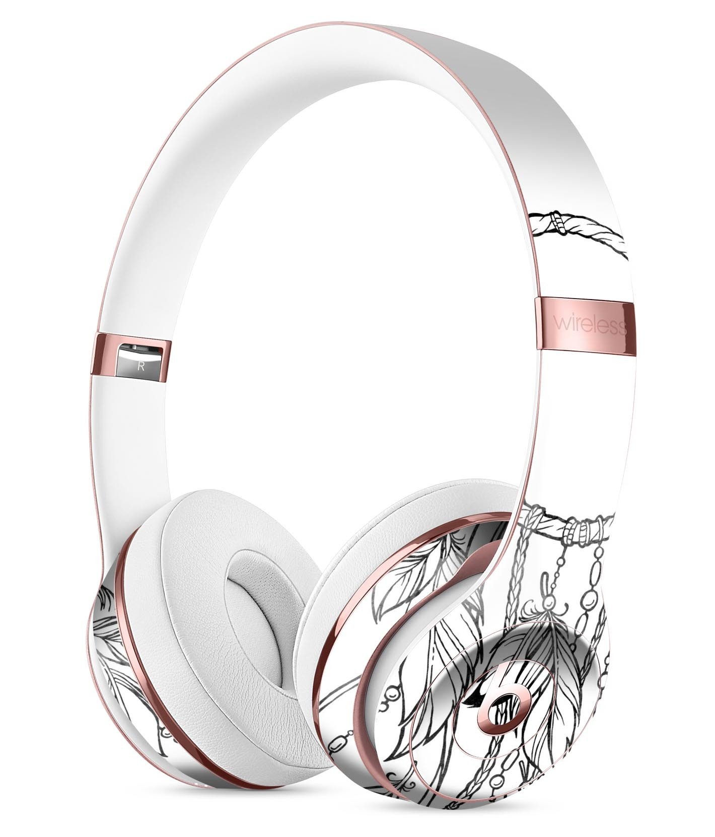 WaterColor Dreamcatchers skin kit for Beats by Dre Solo 3 Wireless headphones, showcasing vibrant colors and unique design.