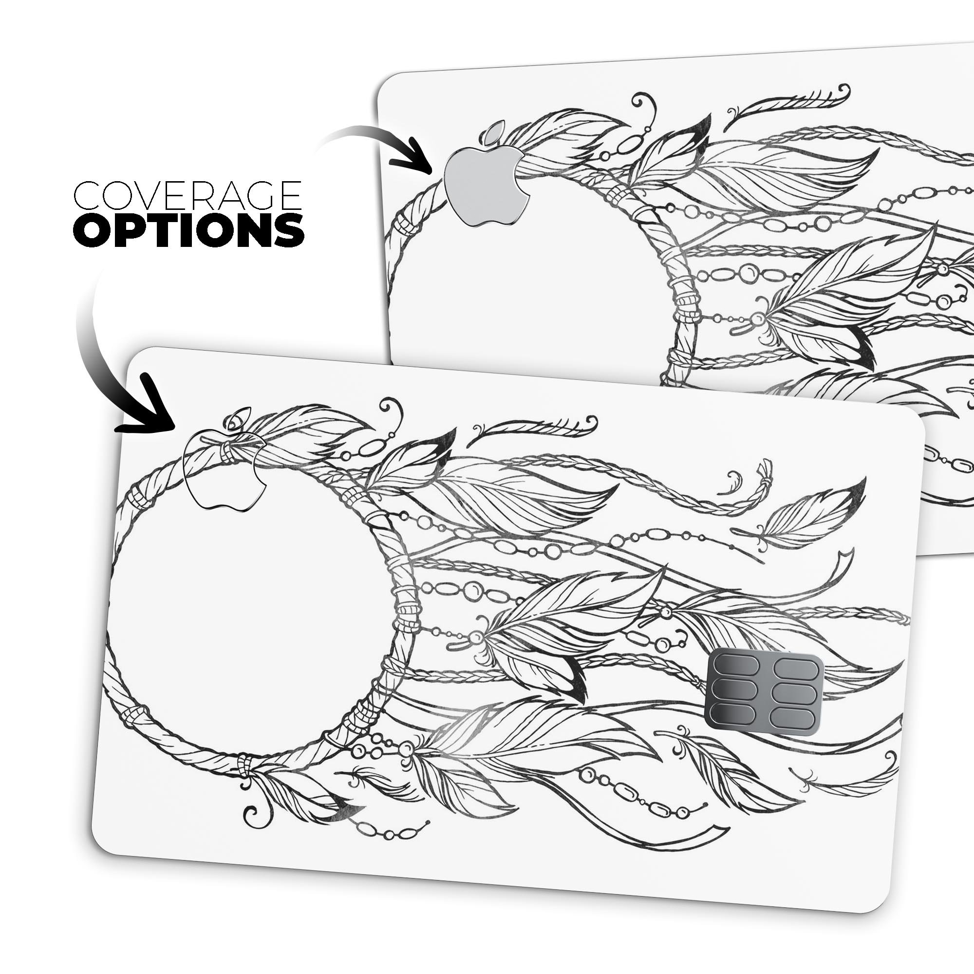 WaterColor Dreamcatchers v10 decal skin for Apple Card, showcasing vibrant colors and premium vinyl material.