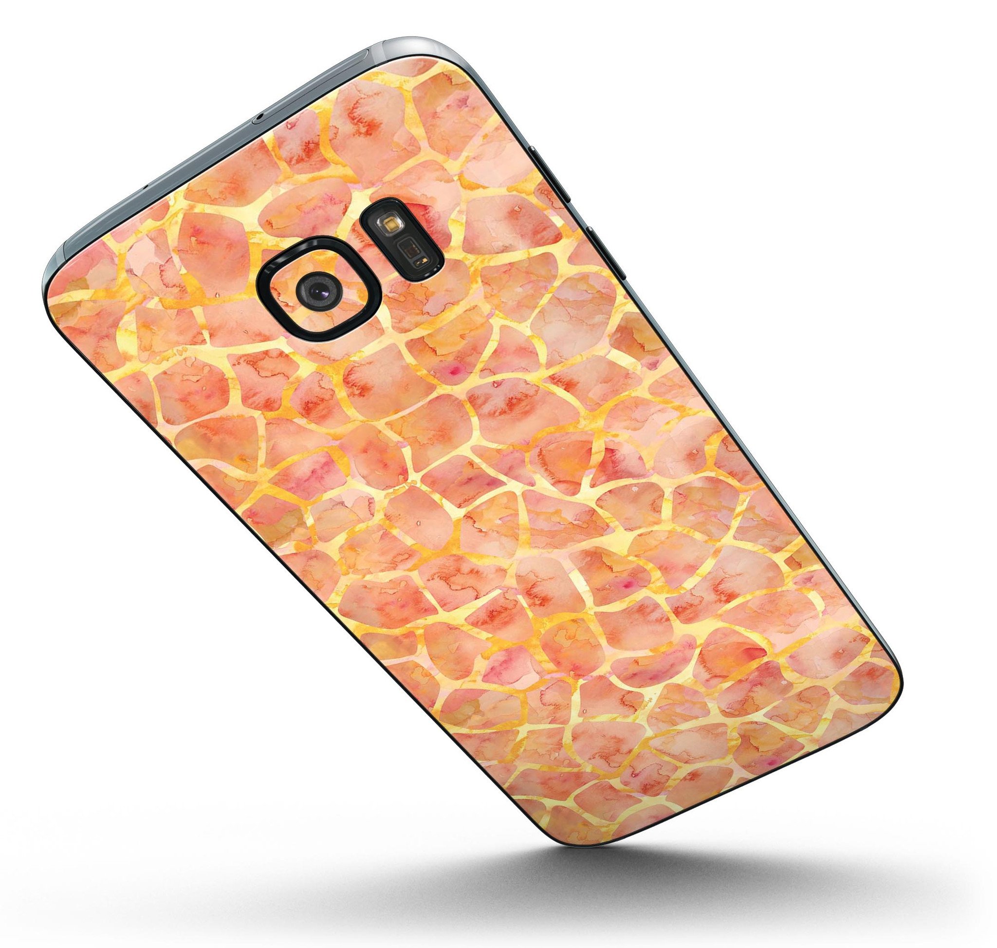 Watercolor Giraffe Pattern skin kit for Samsung Galaxy S7 and S7 Edge, showcasing vibrant colors and sleek design.