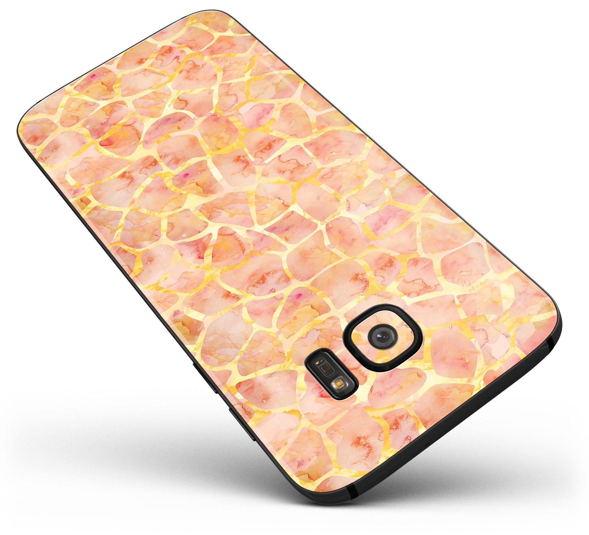 Watercolor Giraffe Pattern skin kit for Samsung Galaxy S7 and S7 Edge, showcasing vibrant colors and sleek design.