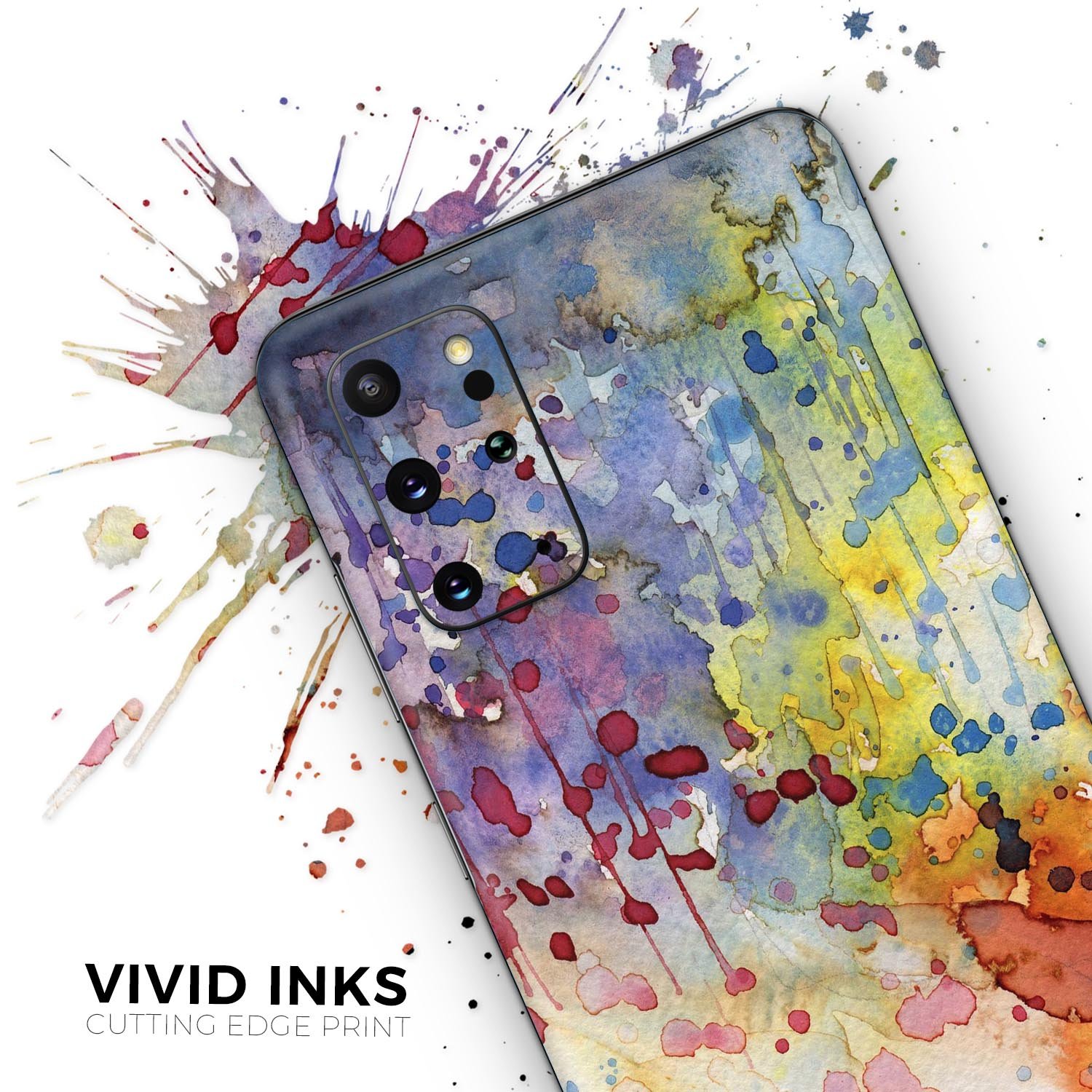 WaterColor Grunge Skin-Kit for Samsung Galaxy S-Series, showcasing vibrant colors and a sleek design.