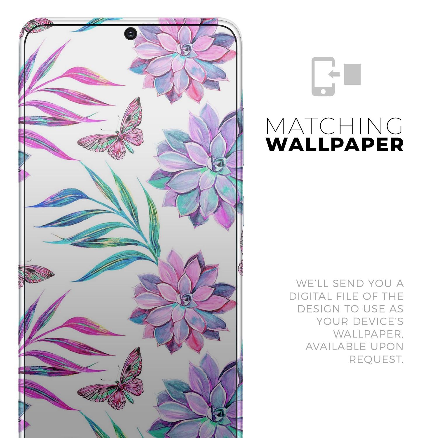 Watercolor Succulent Bloom V17 Skin-Kit for Samsung Galaxy, featuring vibrant succulent designs on a premium vinyl material.