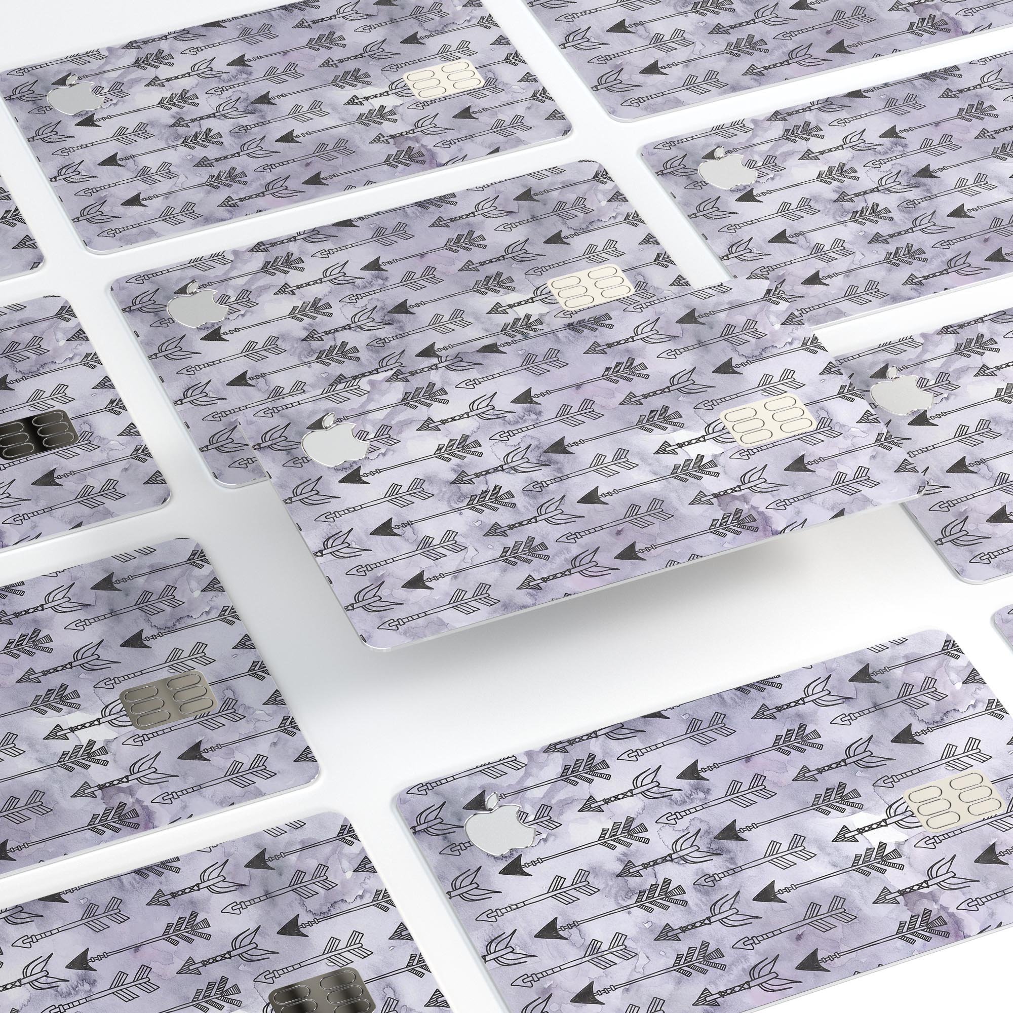 Watercolor Tribal Arrow Pattern skin for Apple Card, showcasing vibrant colors and intricate tribal design.