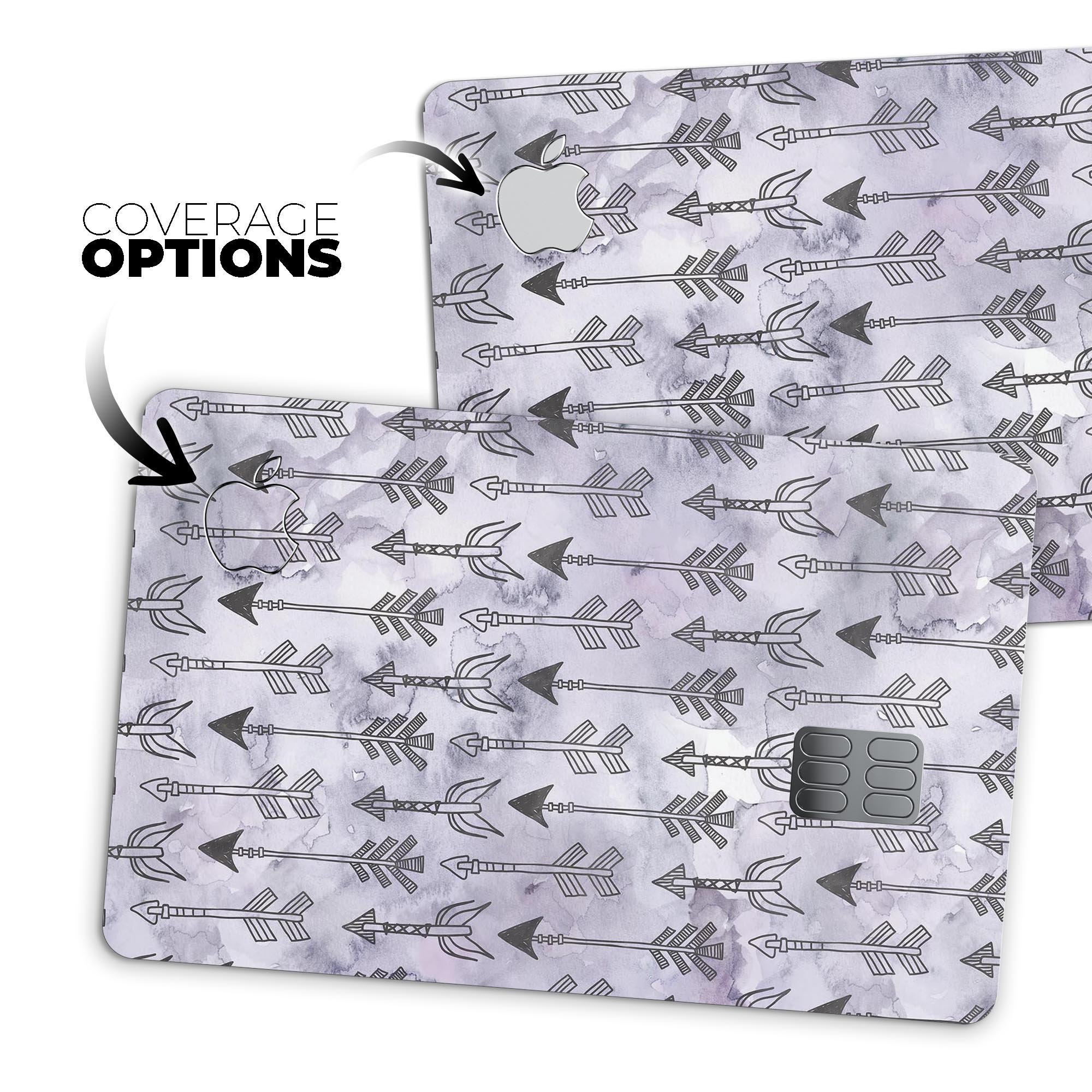 Watercolor Tribal Arrow Pattern skin for Apple Card, showcasing vibrant colors and intricate tribal design.