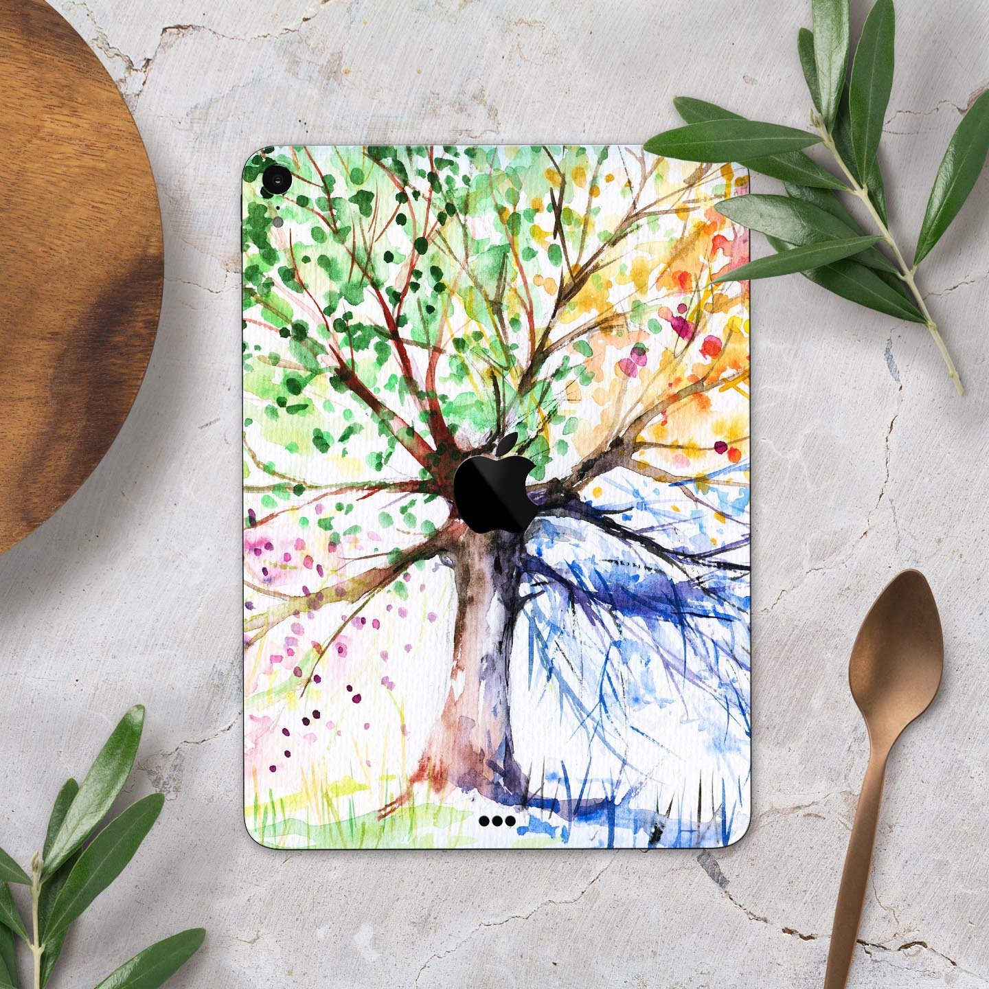 WaterColor Vivid Tree skin decal for Apple iPad Pro, showcasing vibrant colors and intricate design.