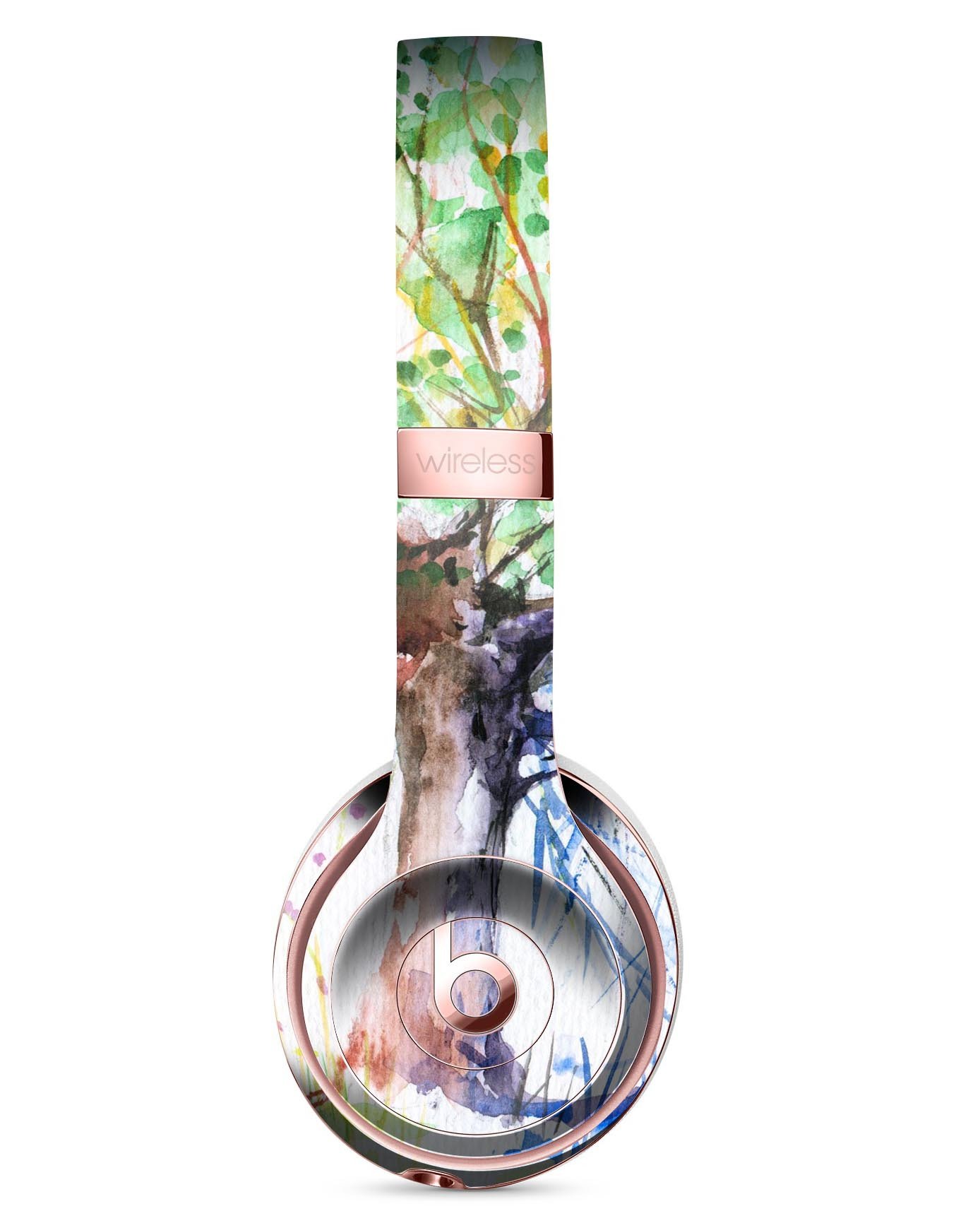 WaterColor Vivid Tree Full-Body Skin Kit designed for Beats by Dre Solo 3 Wireless Headphones, showcasing vibrant colors and intricate patterns.