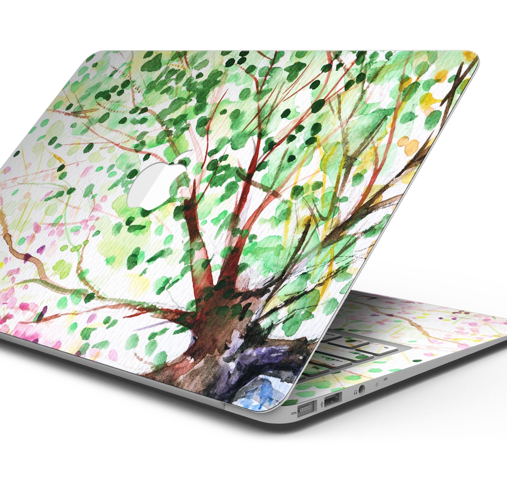 WaterColor Vivid Tree skin decal wrap kit for Apple MacBook, showcasing vibrant colors and a sleek design.
