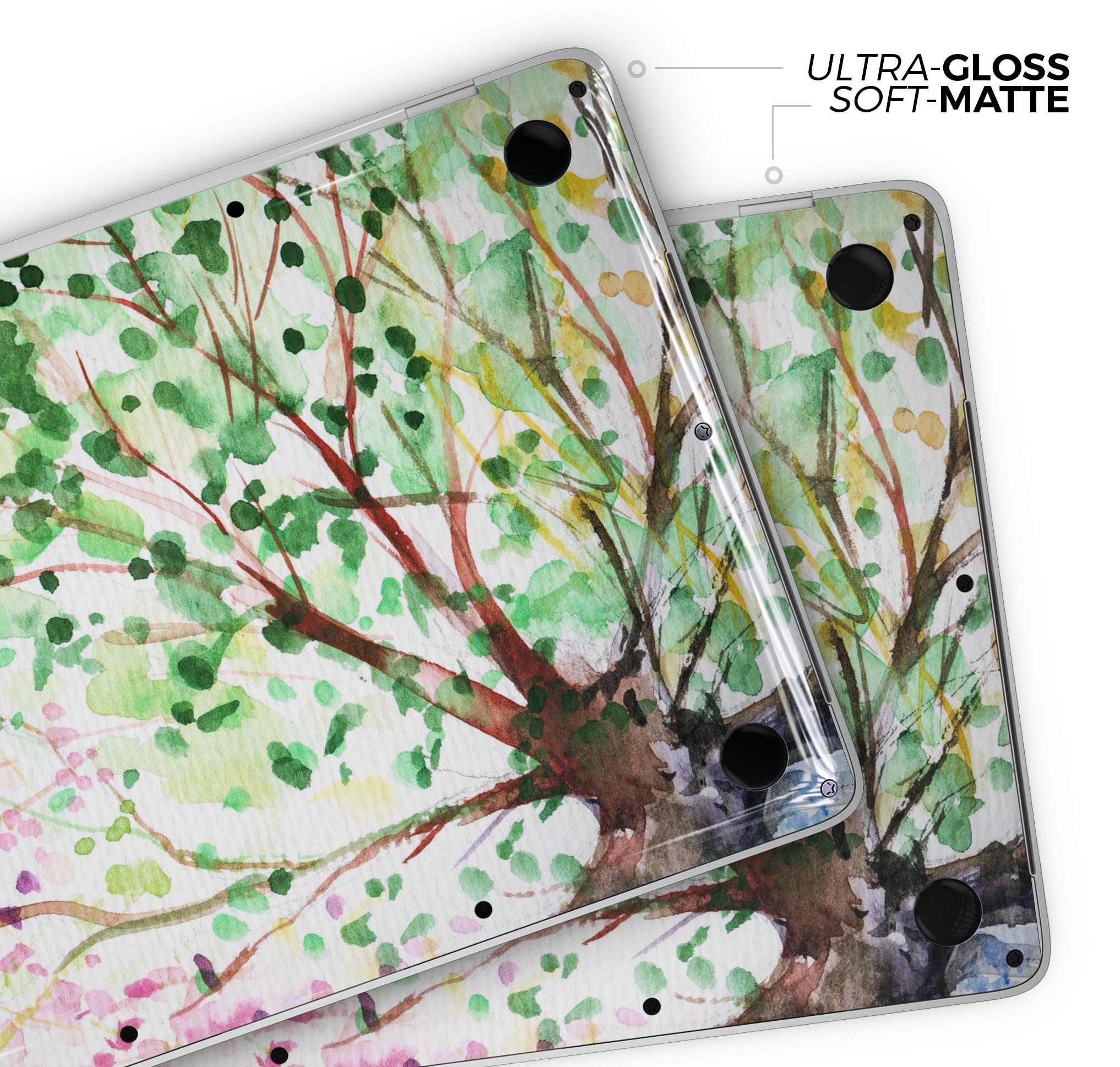 WaterColor Vivid Tree skin decal wrap kit for Apple MacBook, showcasing vibrant colors and a sleek design.