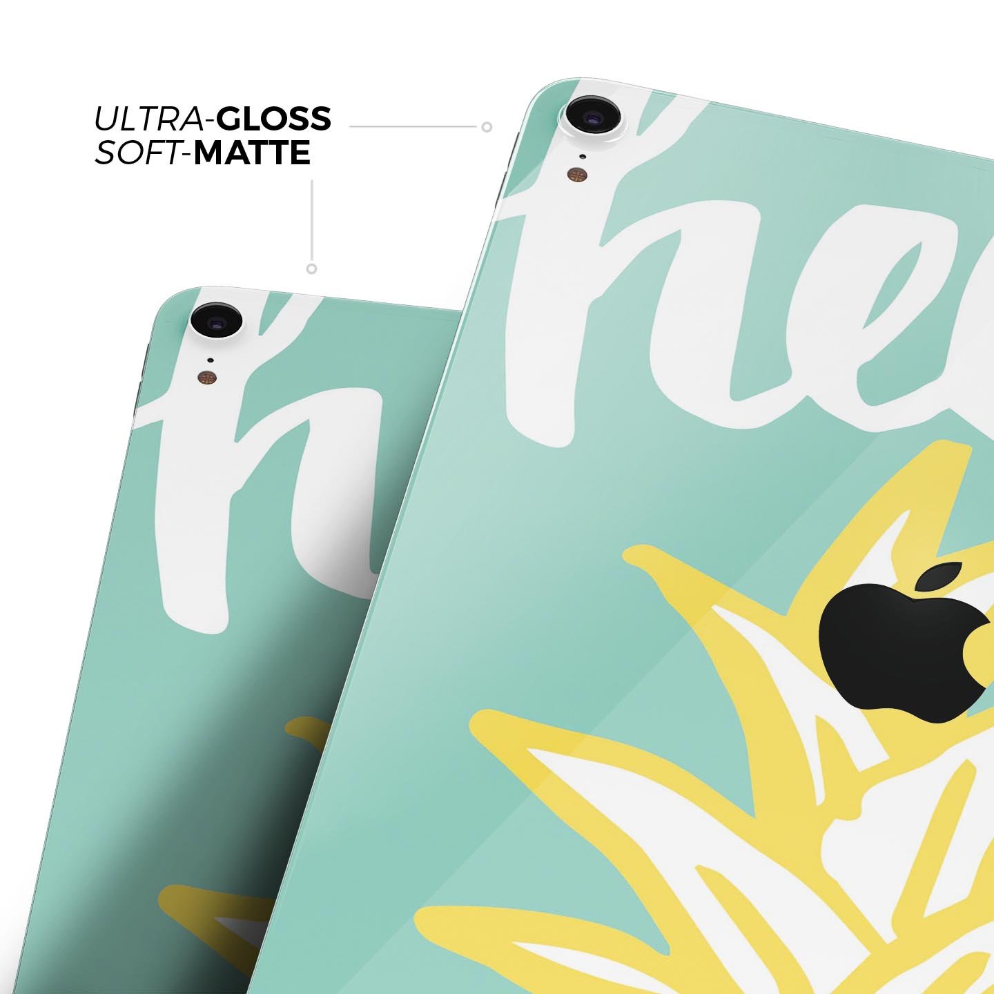 Well Hello Pineapple full body skin decal for Apple iPad Pro, featuring a vibrant pineapple design on a protective layer.
