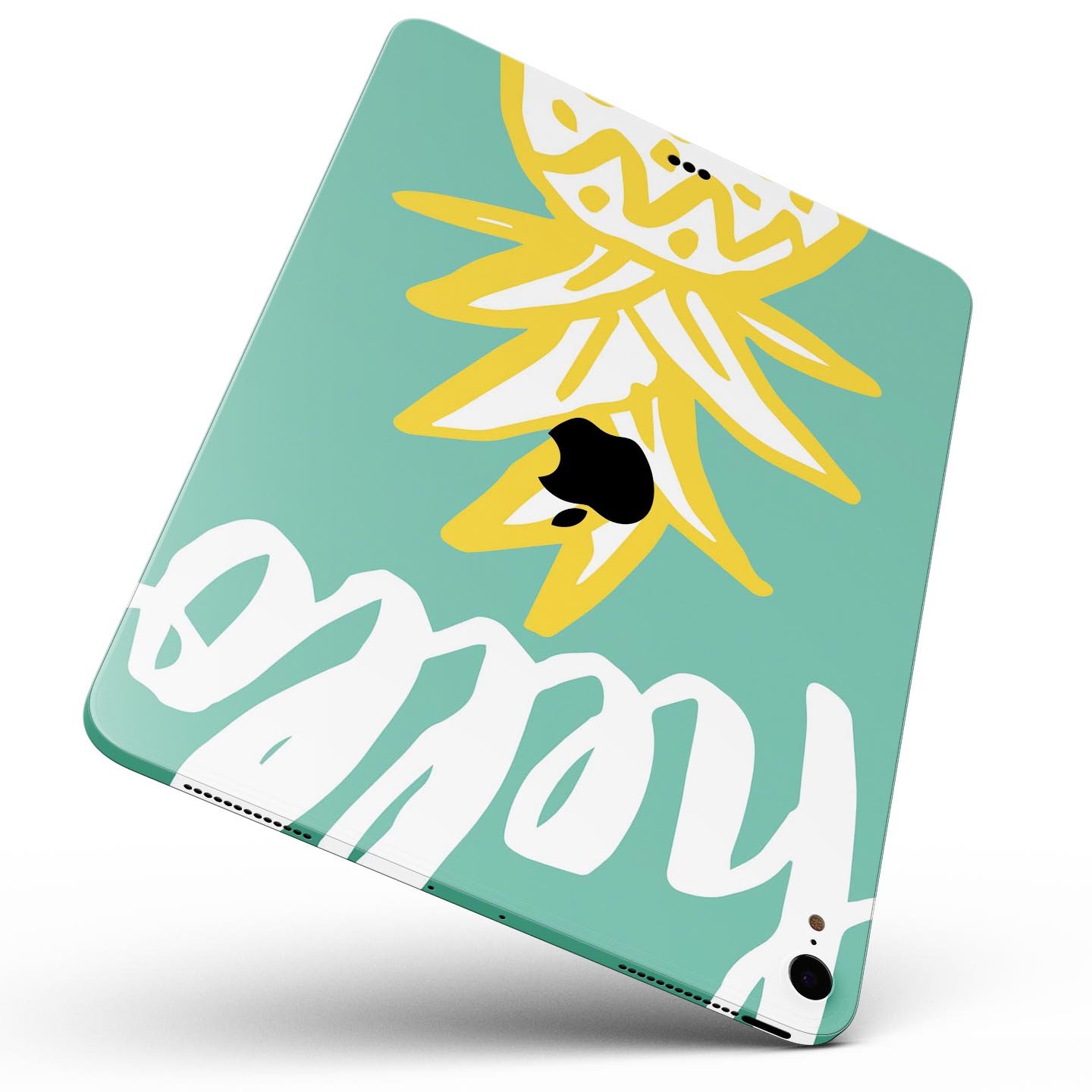 Well Hello Pineapple full body skin decal for Apple iPad Pro, featuring a vibrant pineapple design on a protective layer.