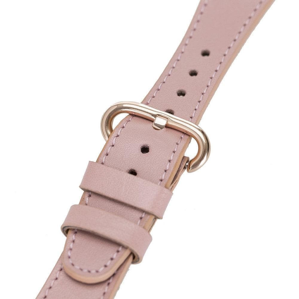 Wells Apple Watch Leather Strap in premium full-grain leather with stainless steel buckle, showcasing its elegant design and craftsmanship.
