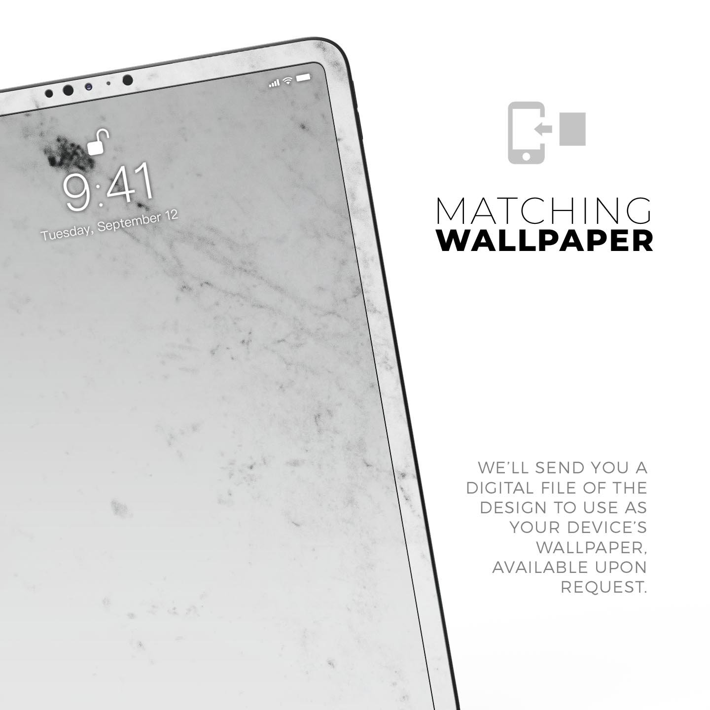 White and Black Marble Surface Full Body Skin Decal for Apple devices, showcasing a stylish marble design with premium finish.