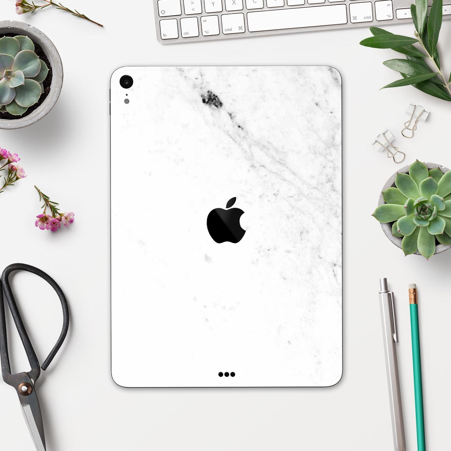 White and Black Marble Surface Full Body Skin Decal for Apple devices, showcasing a stylish marble design with premium finish.