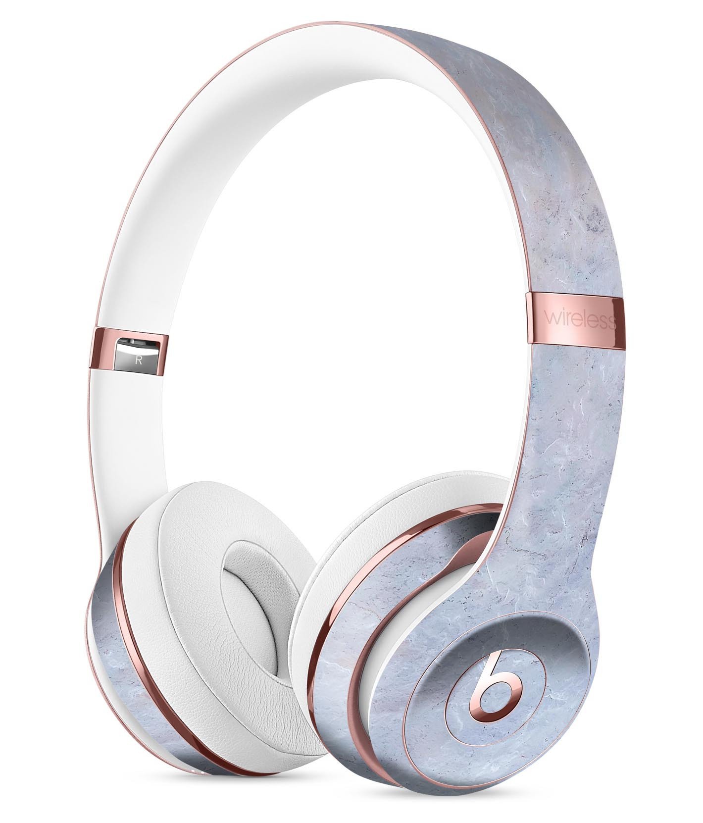 White and Blue Textured Sky Full-Body Skin Kit for Beats by Dre Solo 3 Wireless Headphones, showcasing vibrant colors and a sleek design.