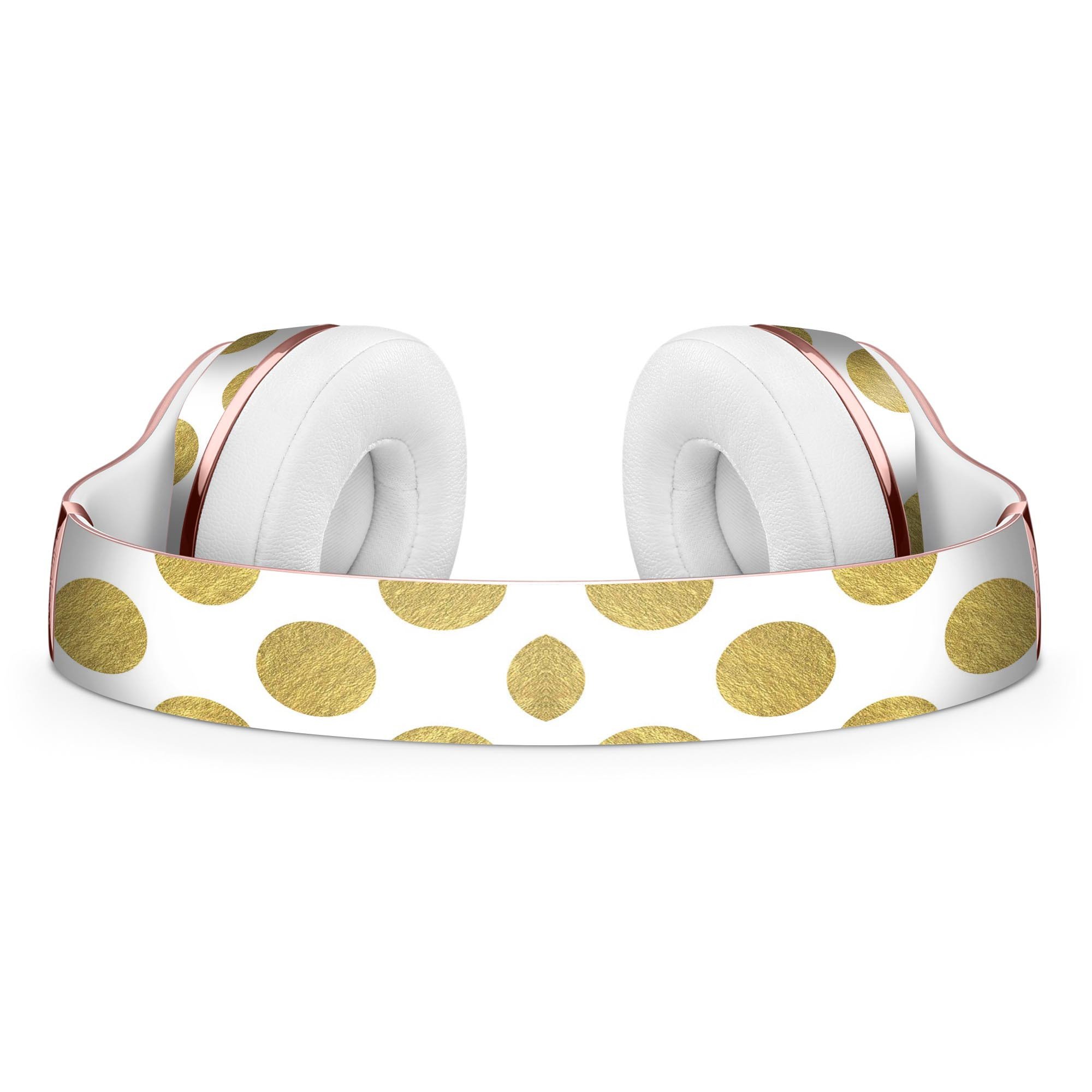 White and Gold Foil Polka Skin Kit for Beats by Dre Solo 3 Wireless Headphones, showcasing stylish design and premium quality.