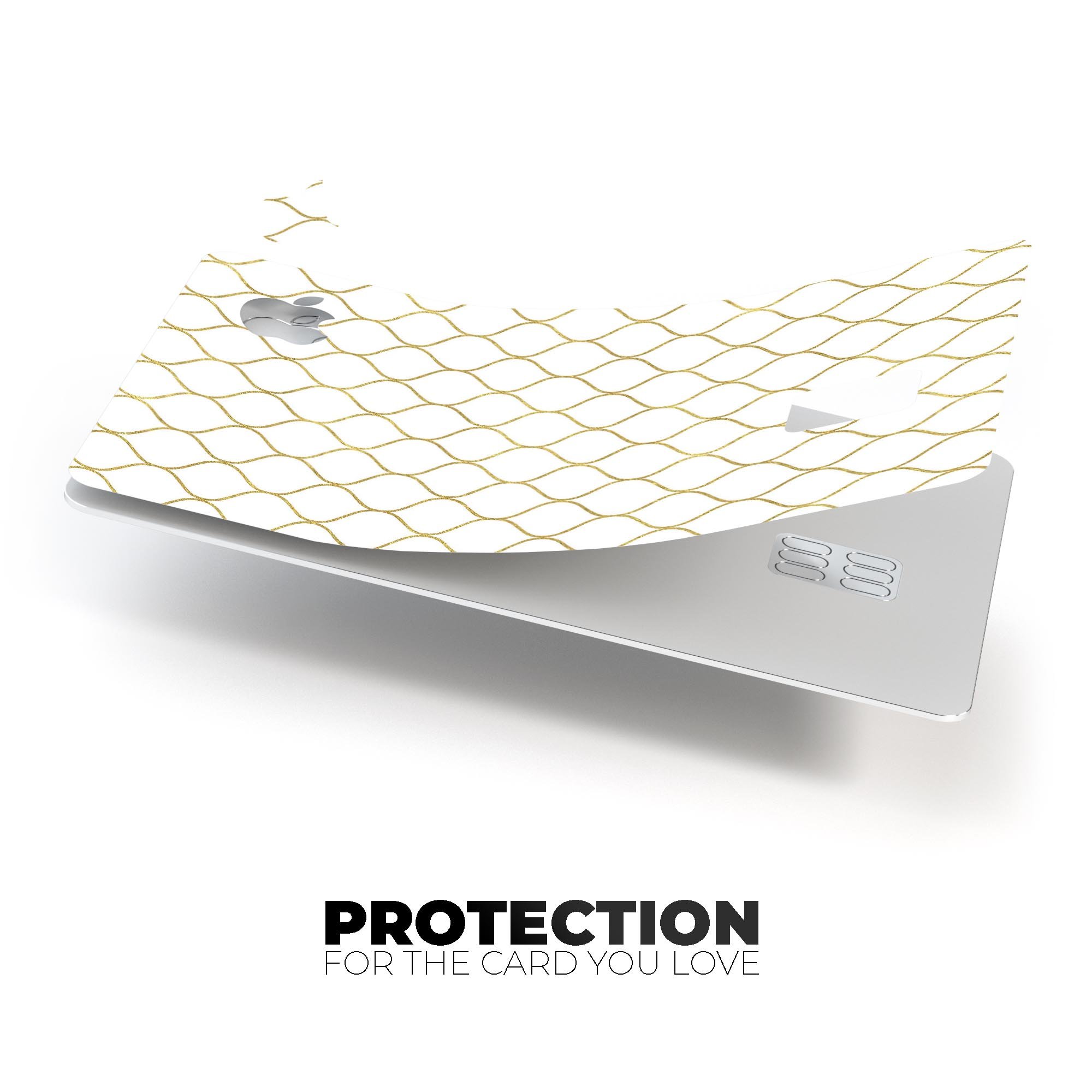 White and Gold Foil Premium Protective Decal Skin-Kit for Apple Card, showcasing its elegant design and high-quality finish.