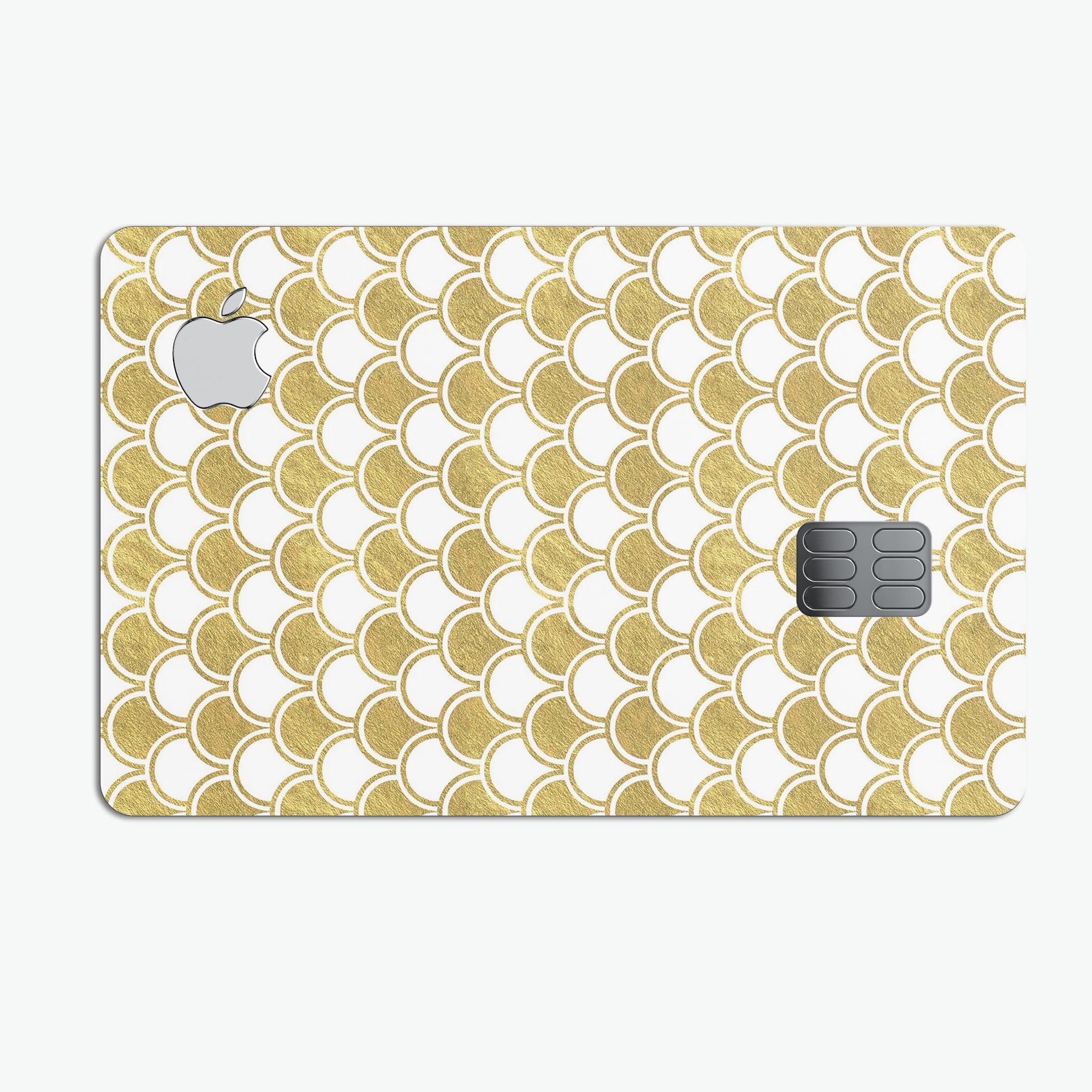 White and Gold Foil Premium Protective Decal Skin-Kit for Apple Card, showcasing its elegant design and high-quality finish.