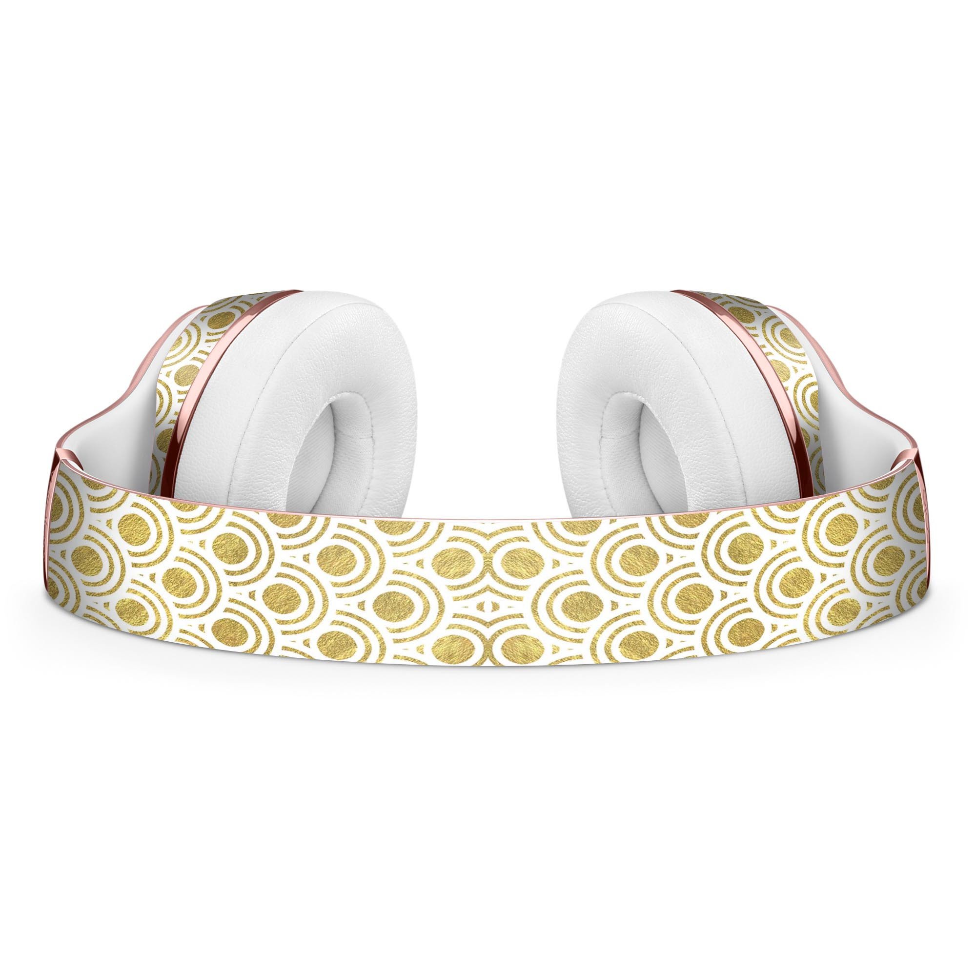 White and Gold Foil Full-Body Skin Kit for Beats by Dre Solo 3, showcasing its stylish design and premium vinyl material.