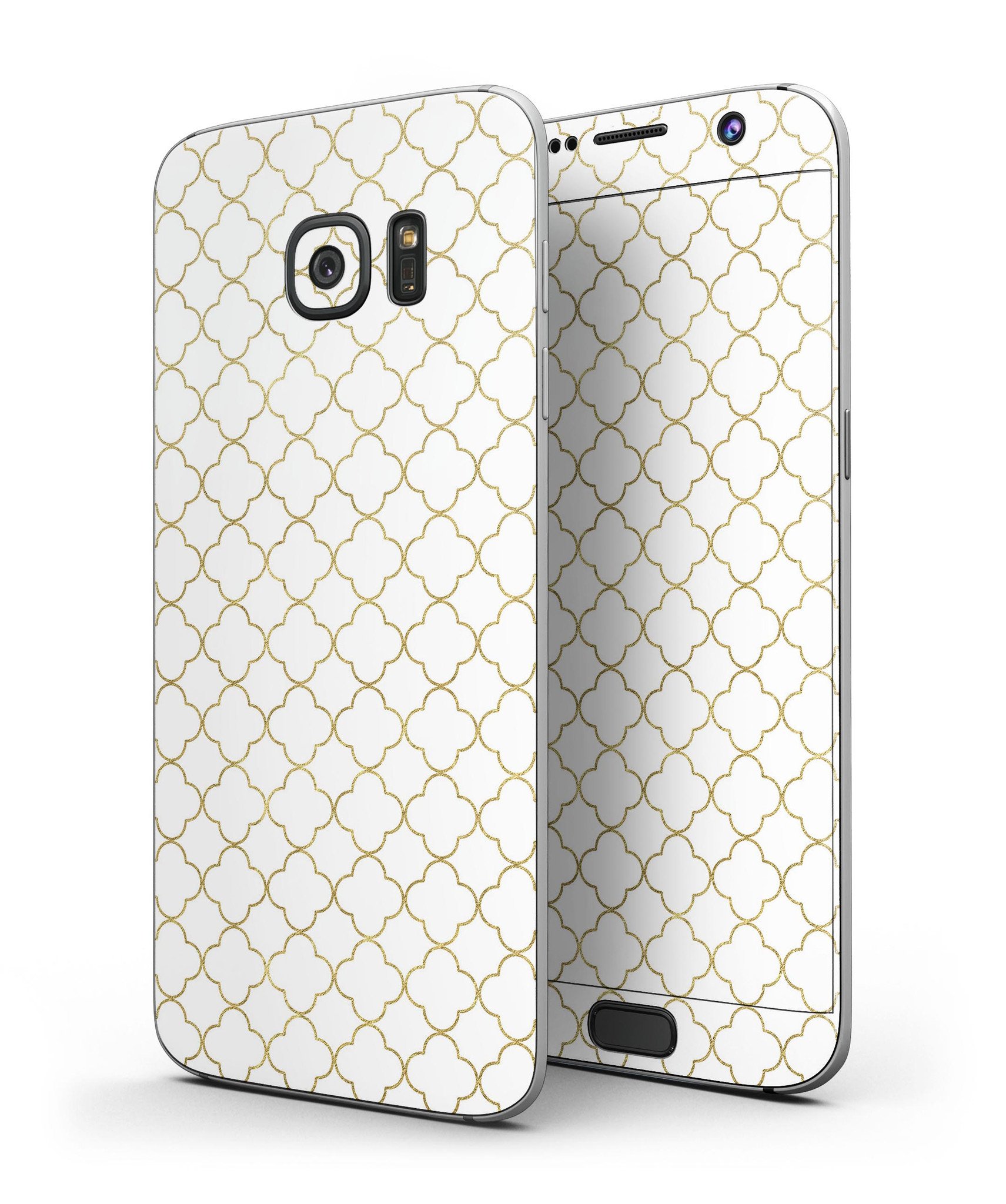 White and Gold Foil skin kit for Samsung Galaxy S7, showcasing a stylish design with premium vinyl material.