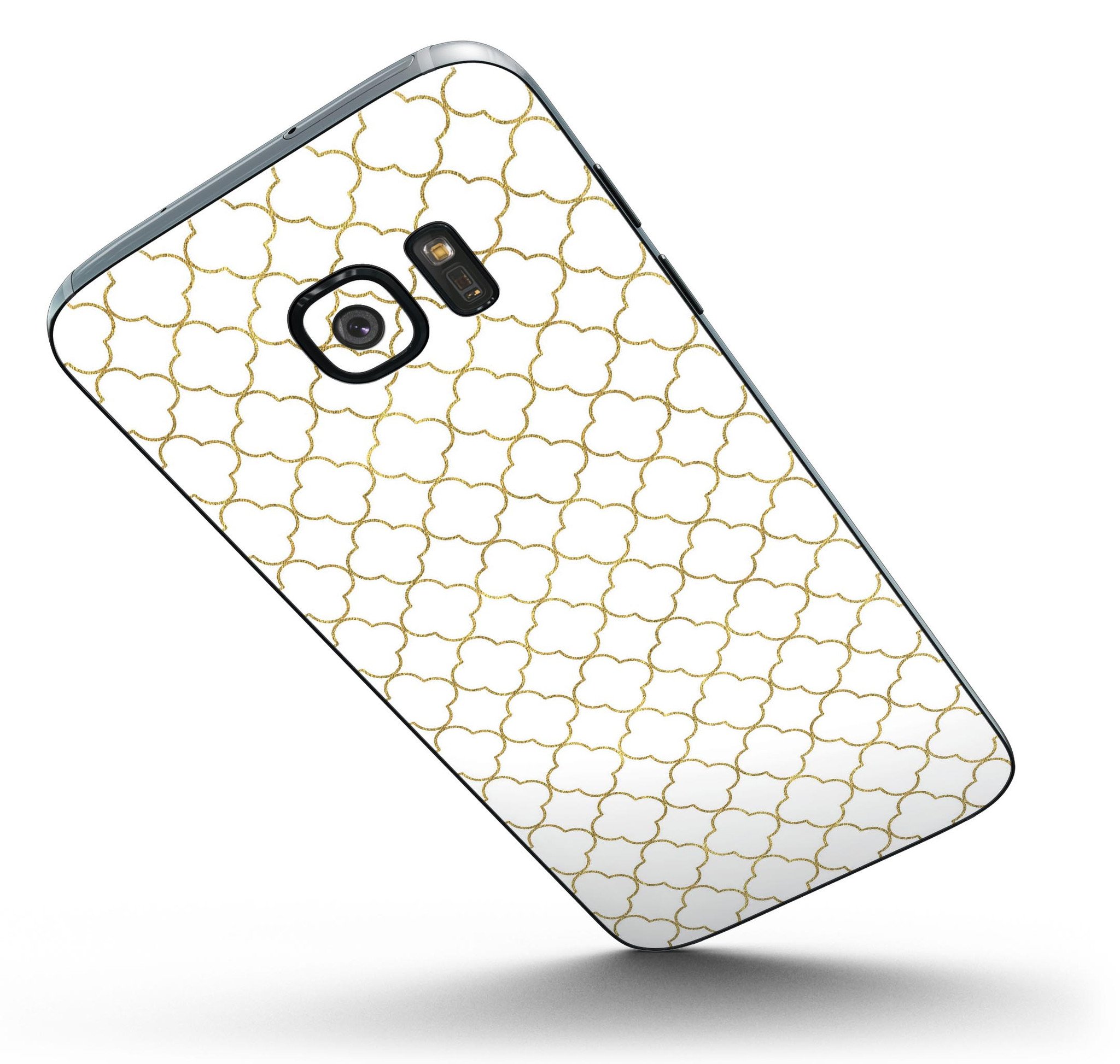 White and Gold Foil skin kit for Samsung Galaxy S7, showcasing a stylish design with premium vinyl material.