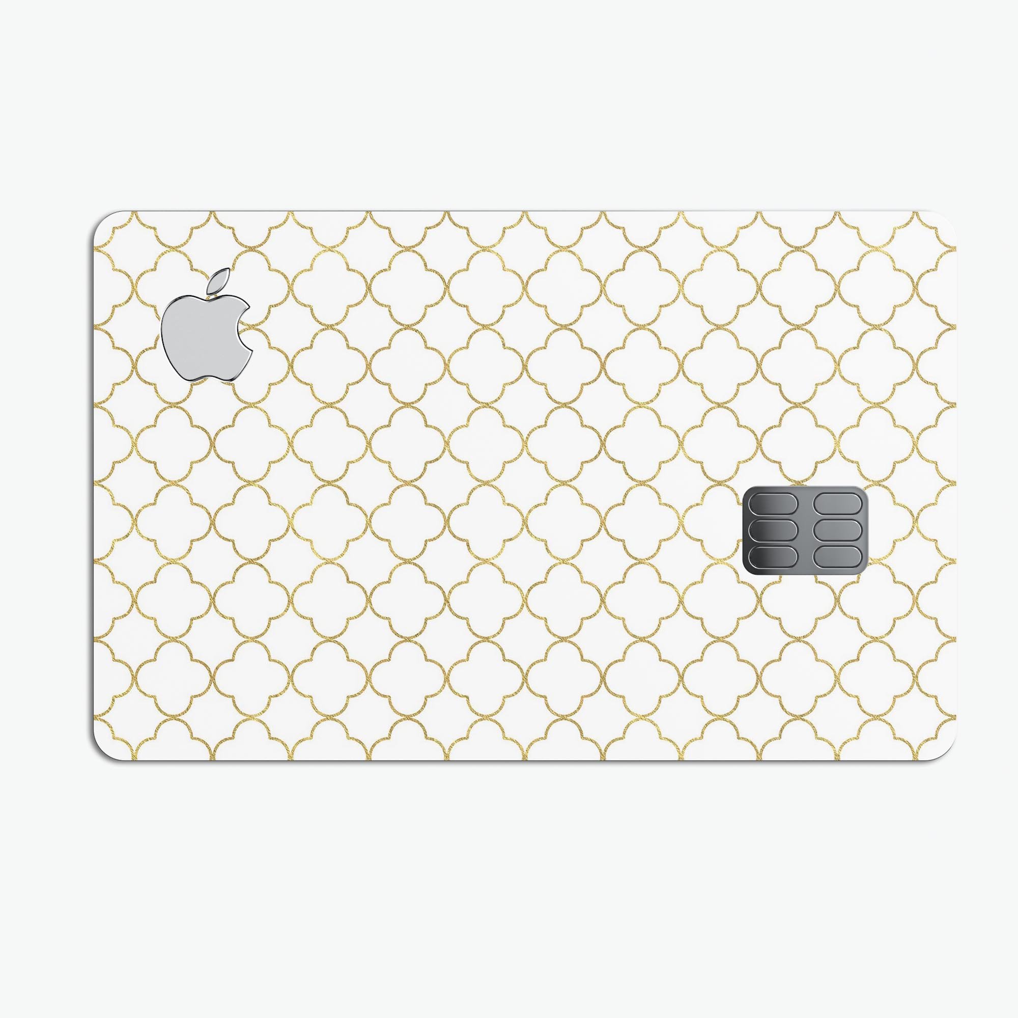 White and Gold Foil Premium Protective Decal Skin-Kit for Apple Card, showcasing its elegant design and high-quality finish.