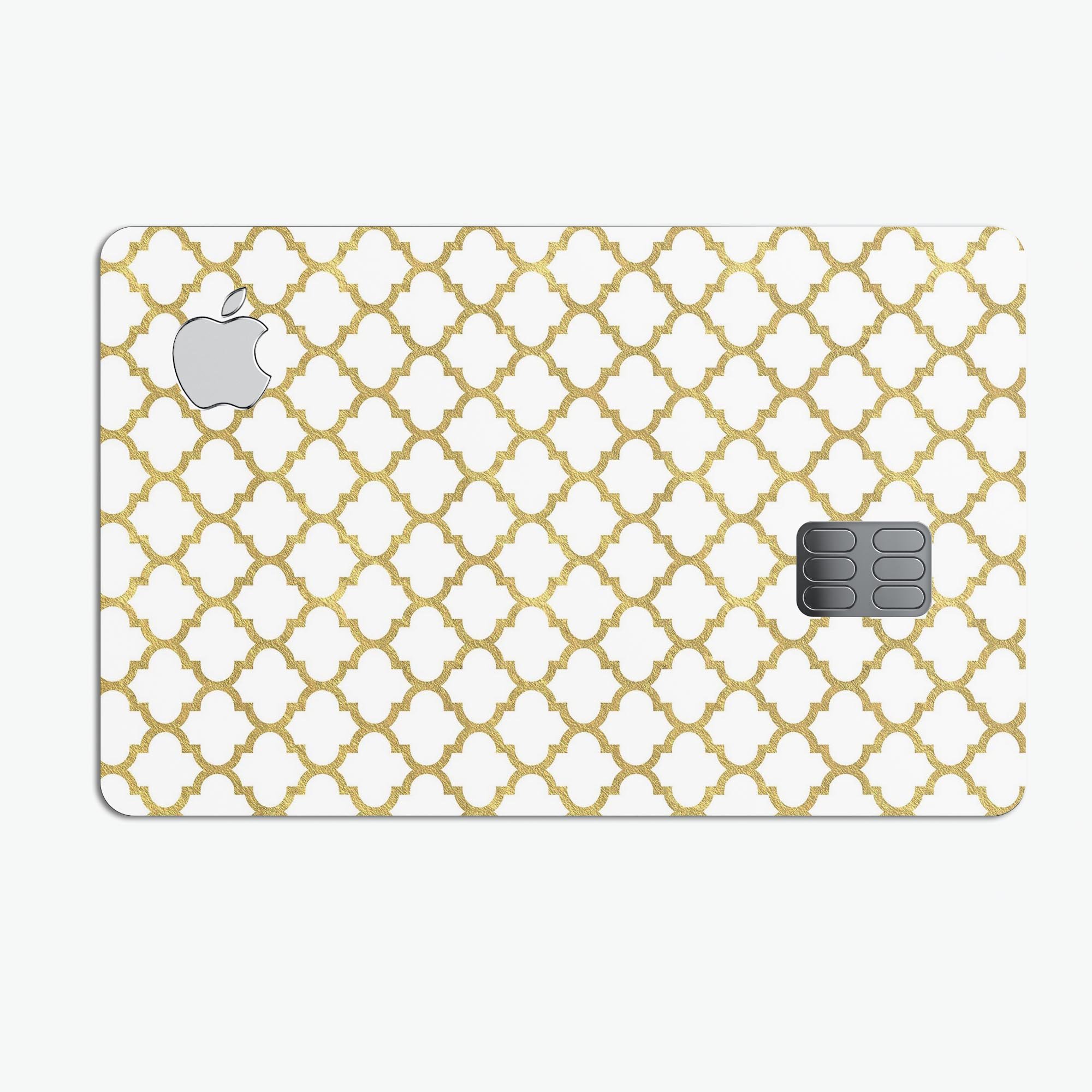 White and Gold Foil v6 Premium Protective Decal Skin-Kit for Apple Card, showcasing its elegant design and high-quality finish.