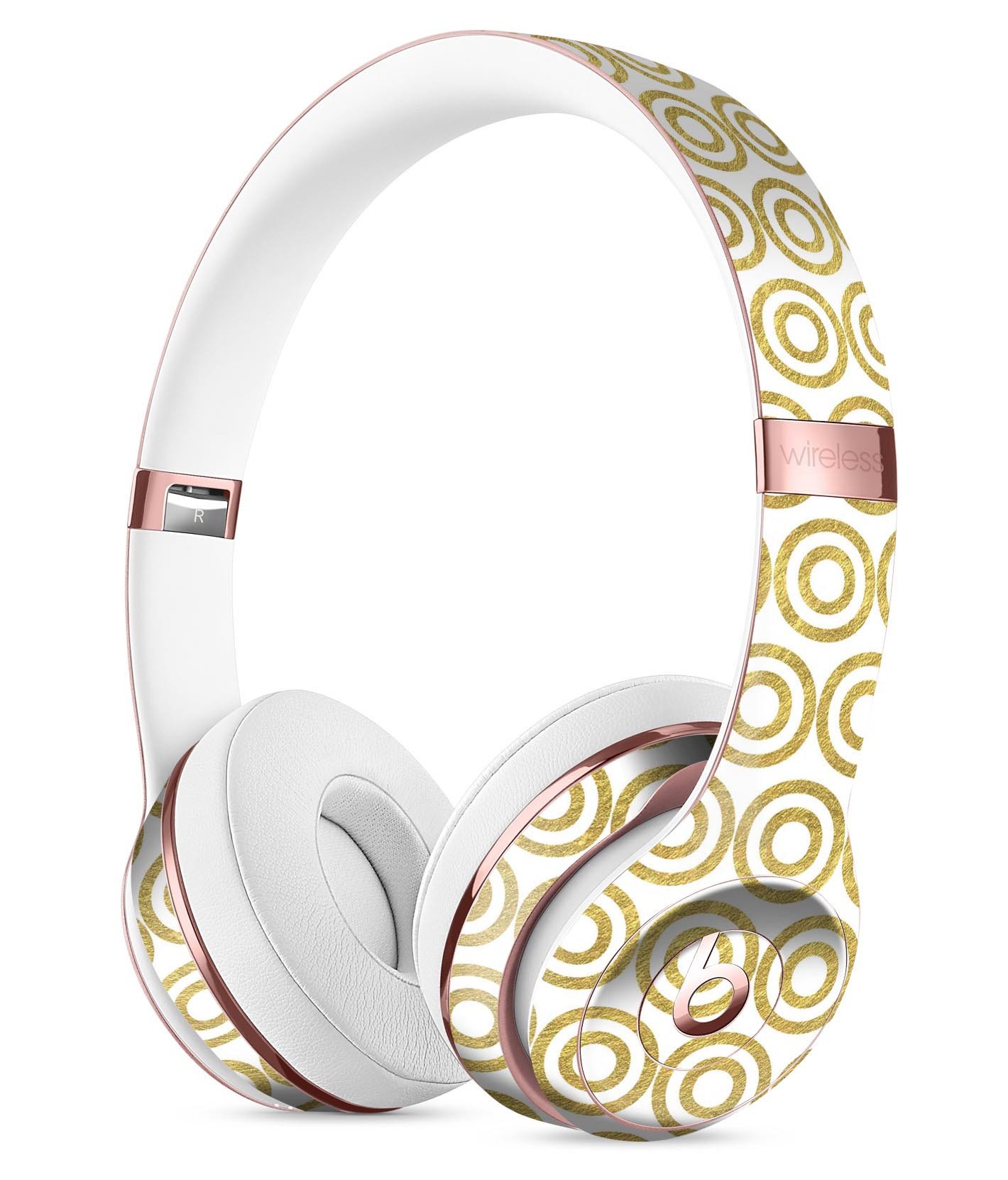 White and Gold Foil v7 Full-Body Skin Kit for Beats by Dre Solo 3, showcasing a stylish design that protects headphones.