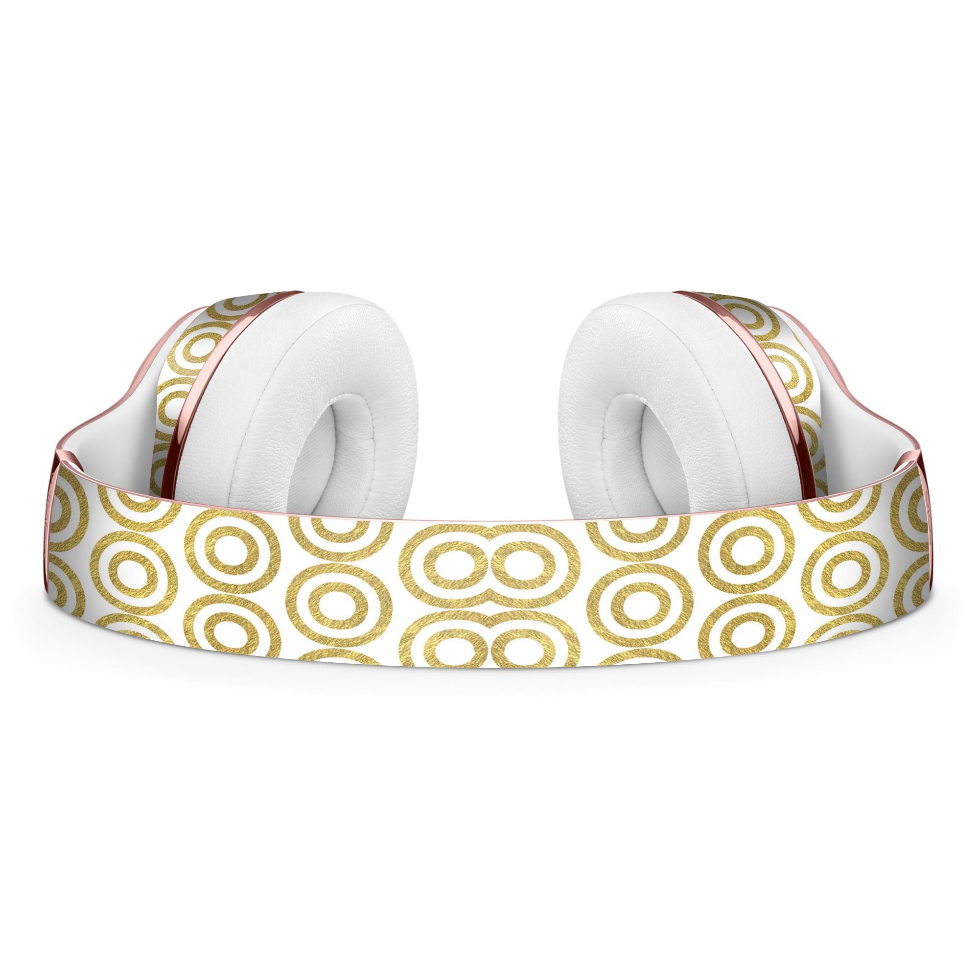 White and Gold Foil v7 Full-Body Skin Kit for Beats by Dre Solo 3, showcasing a stylish design that protects headphones.
