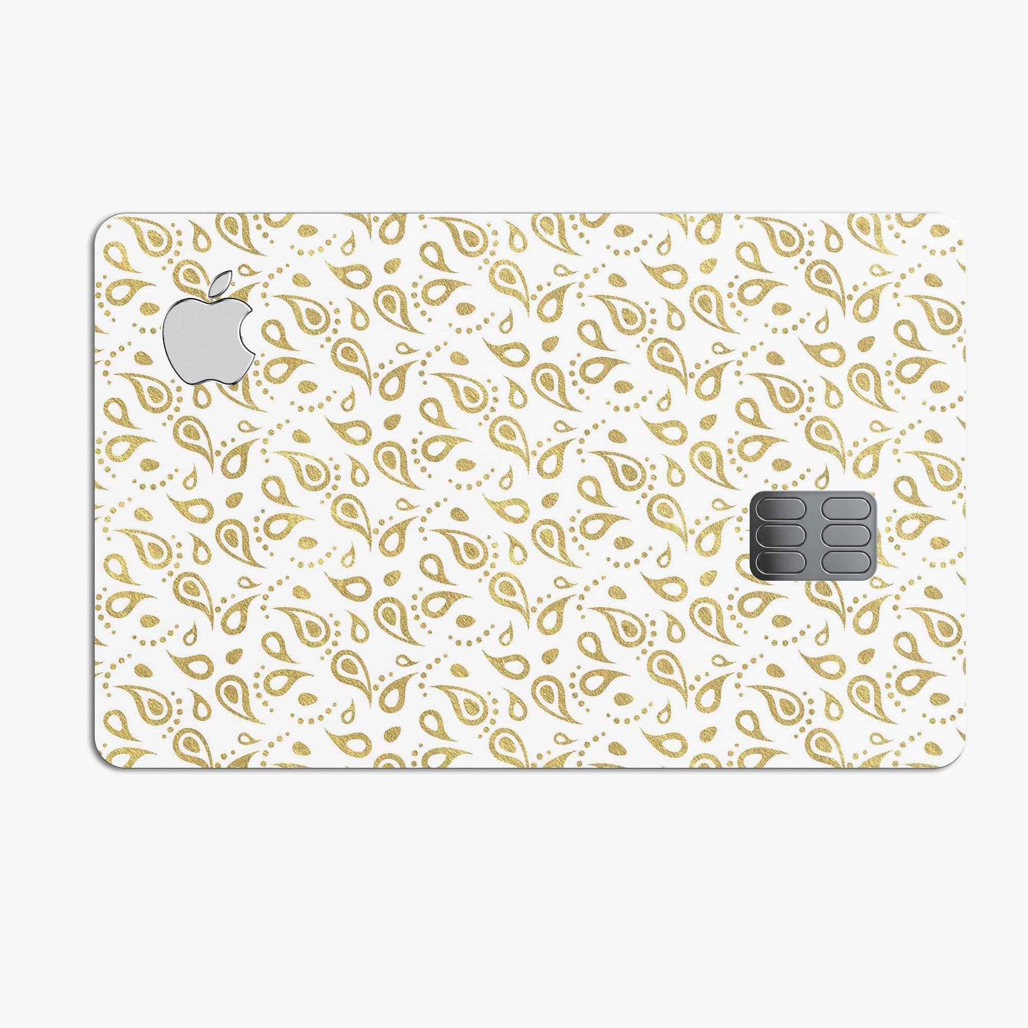 White and Gold Foil v8 decal skin-kit for Apple Card, showcasing premium vinyl design and bubble-free installation.