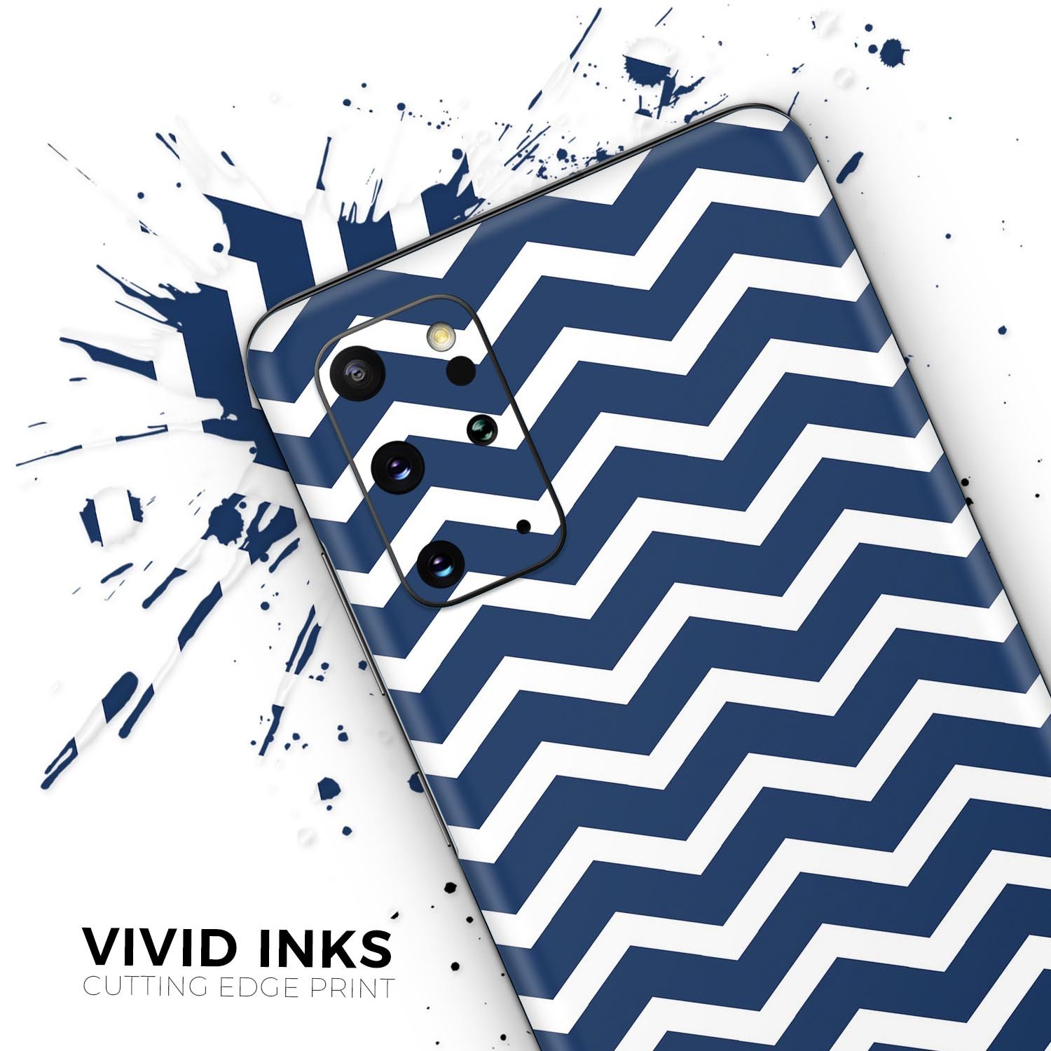 White and navy chevron stripes skin for Samsung Galaxy, showcasing a stylish design that enhances the device's appearance.