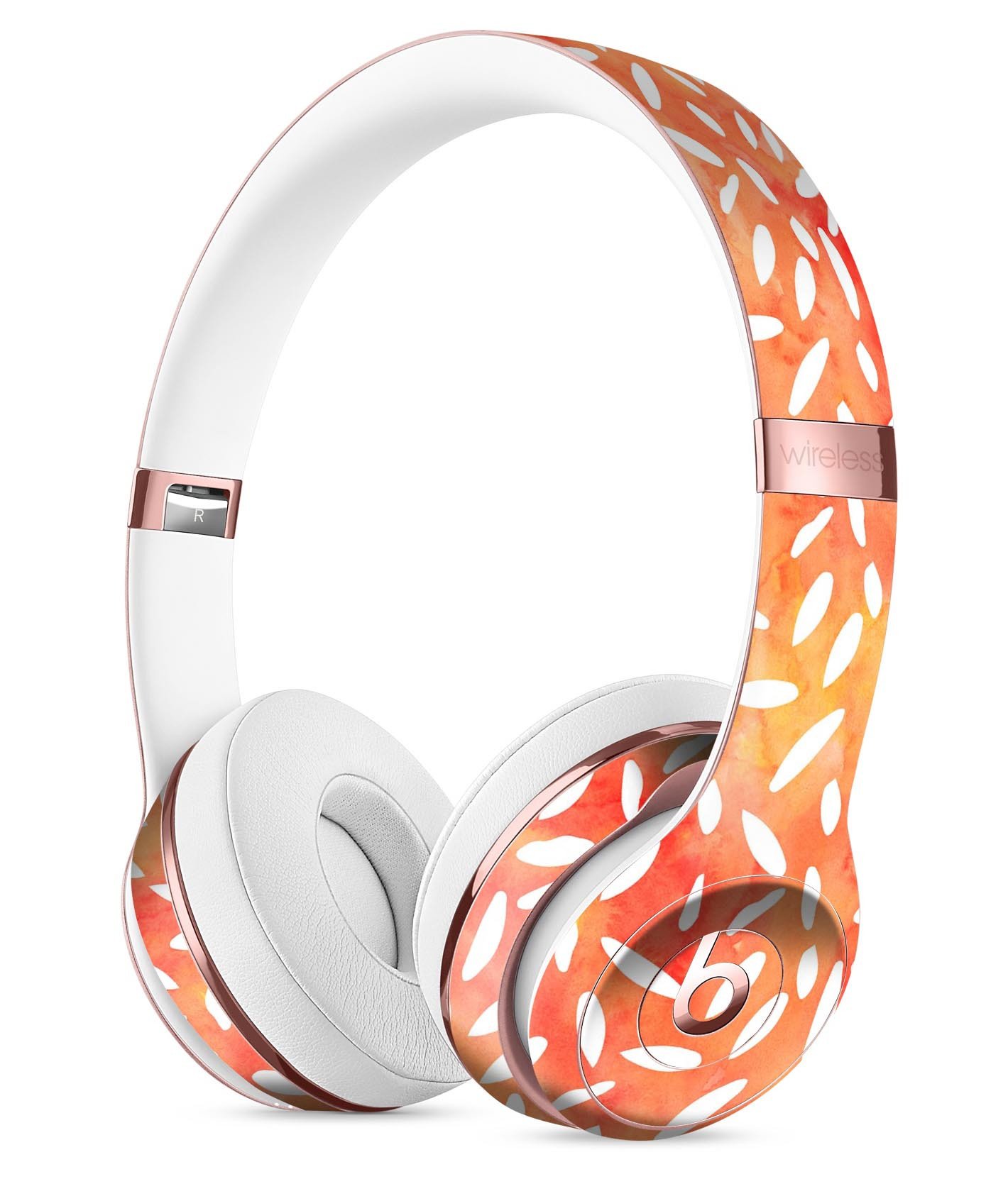White Floral Pedals skin kit for Beats by Dre Solo 3 Wireless Headphones, showcasing vibrant floral design and premium vinyl material.