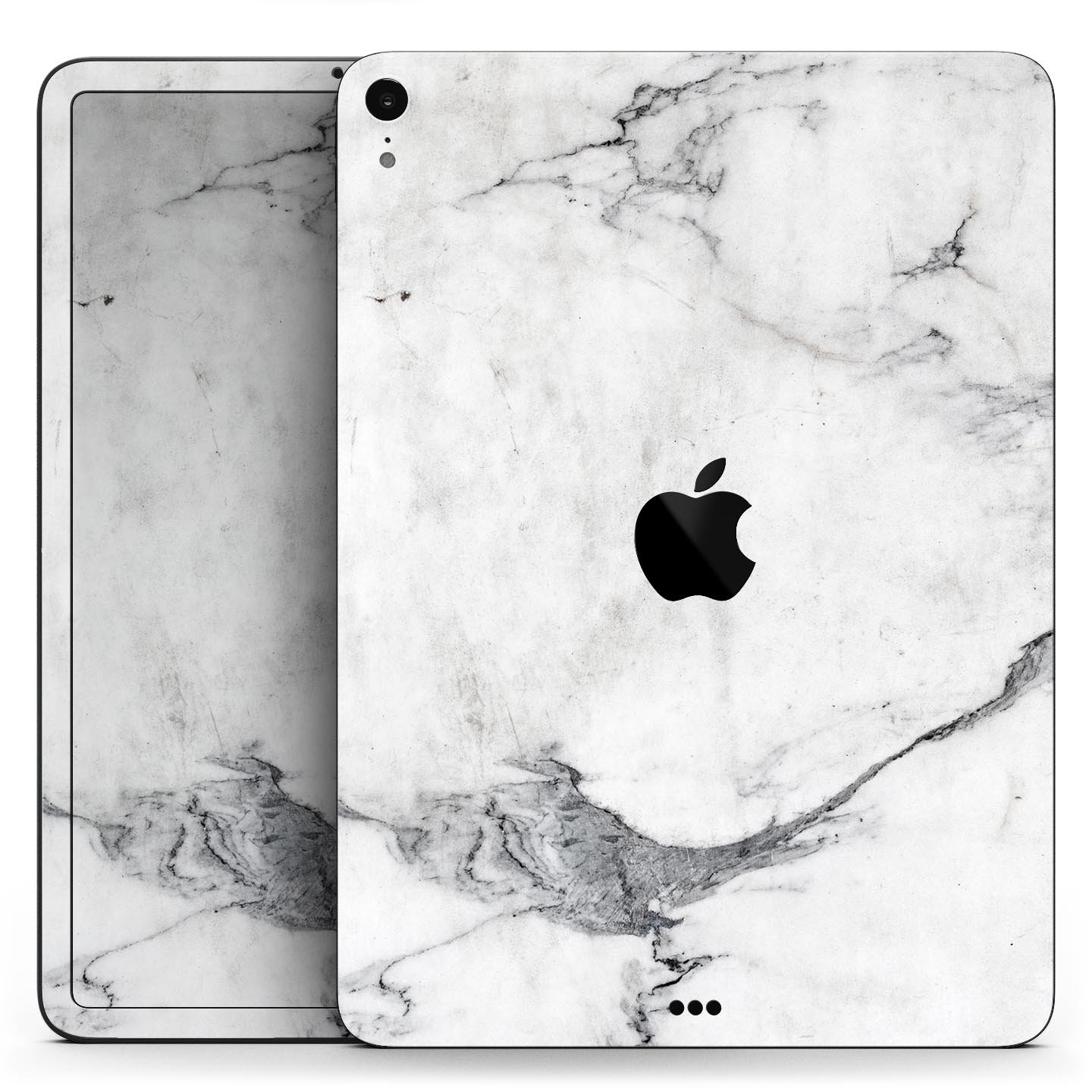 White and grey marble skin decal for Apple devices, showcasing a sleek and stylish design with a premium finish.