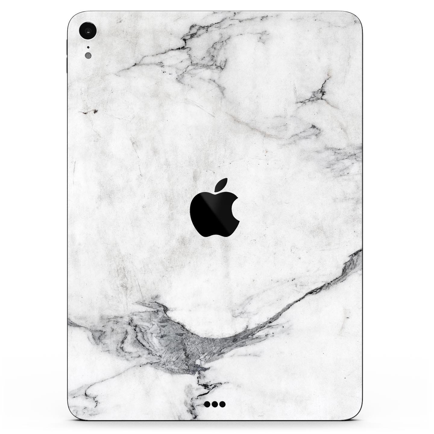 White and grey marble skin decal for Apple devices, showcasing a sleek and stylish design with a premium finish.