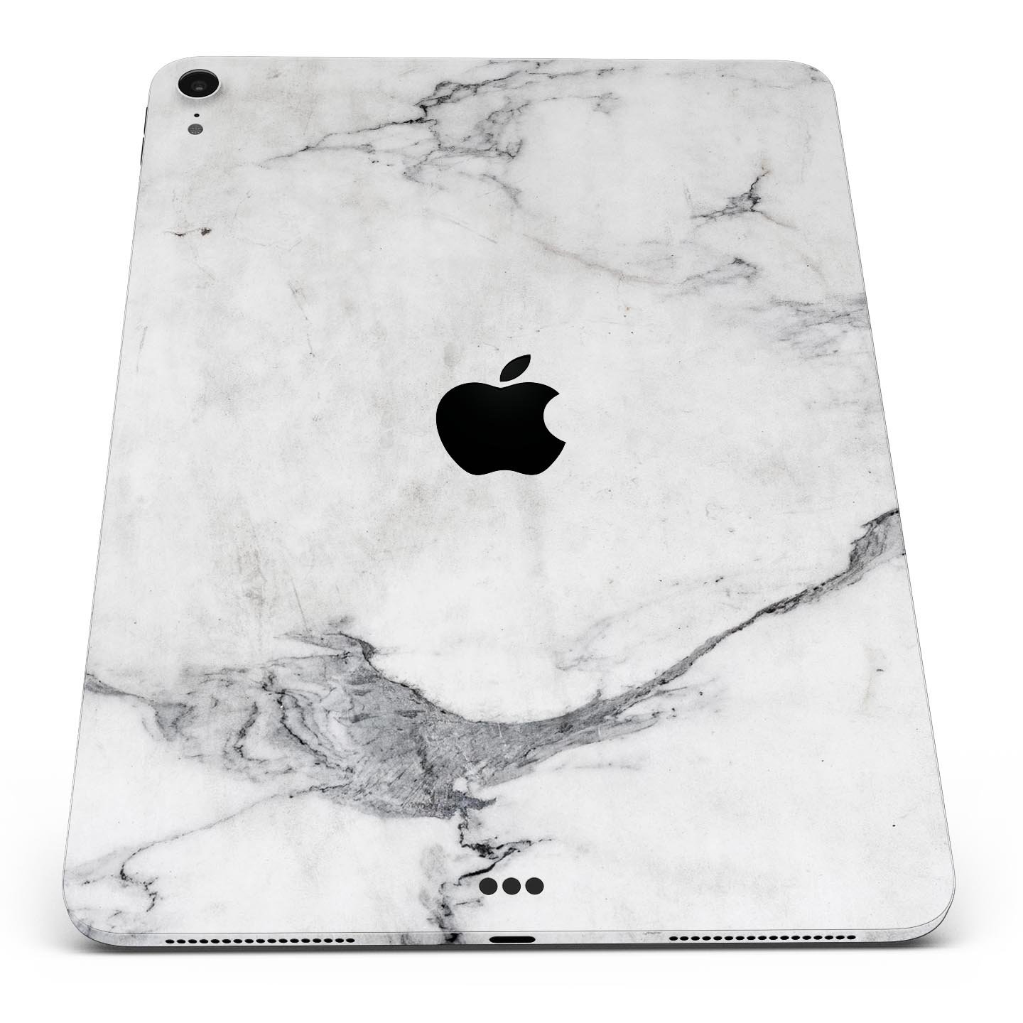 White and grey marble skin decal for Apple devices, showcasing a sleek and stylish design with a premium finish.