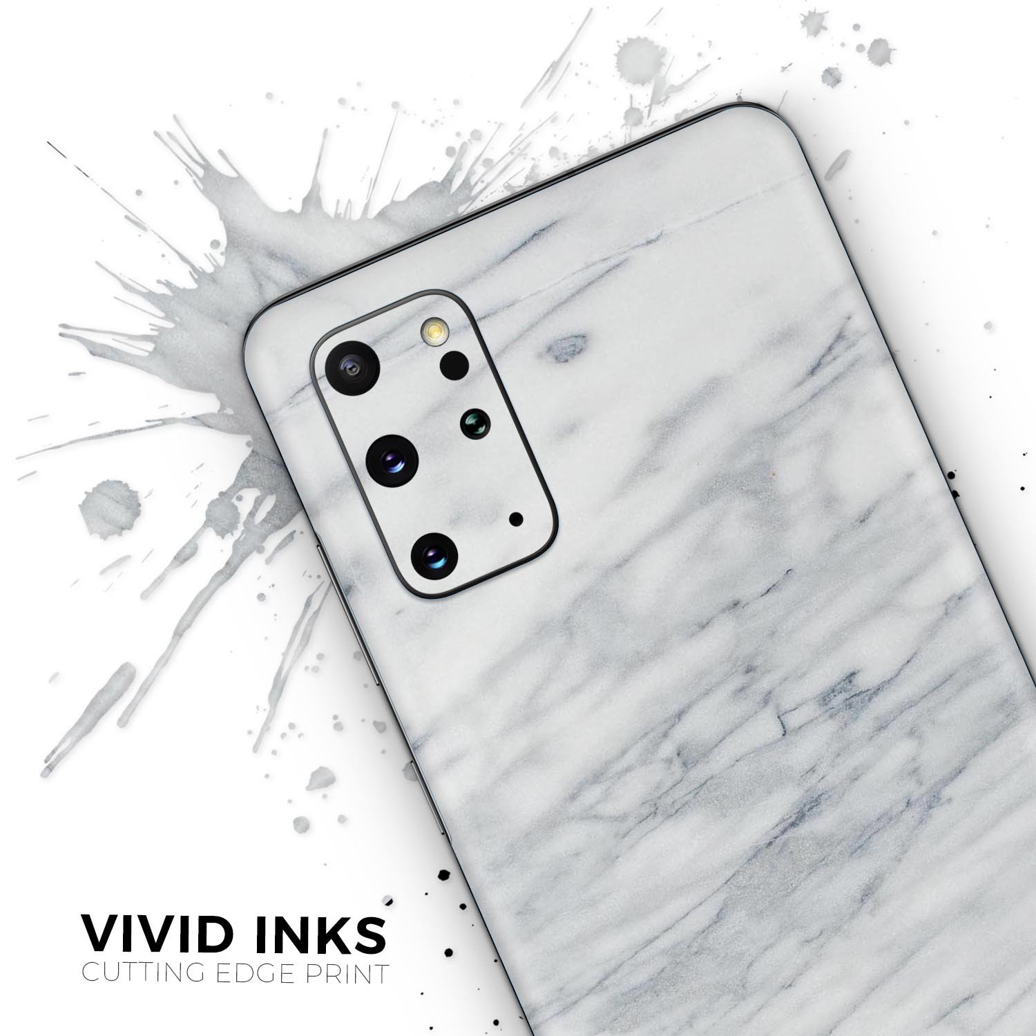 White and grey marble skin for Samsung Galaxy devices, showcasing a stylish design with a smooth finish.