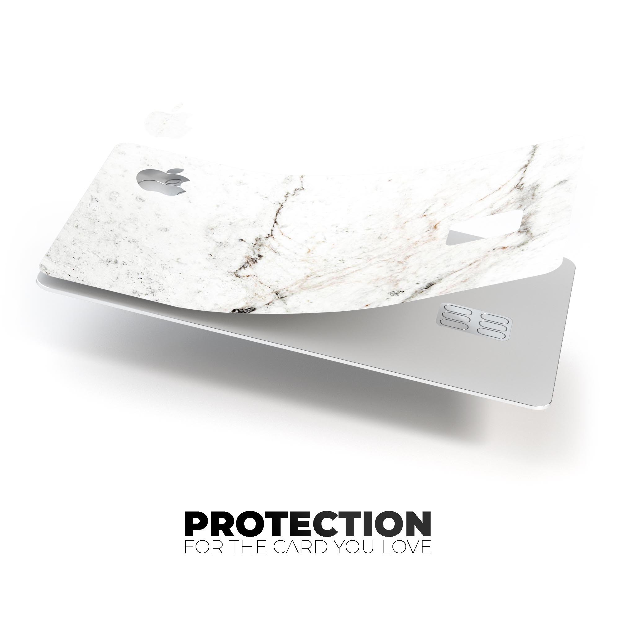 White Grungy Marble Surface decal skin for Apple Card, showcasing a stylish and protective design.
