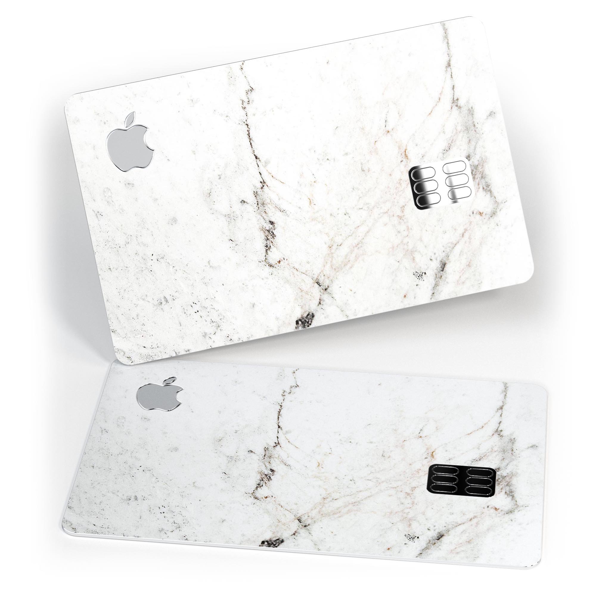 White Grungy Marble Surface decal skin for Apple Card, showcasing a stylish and protective design.