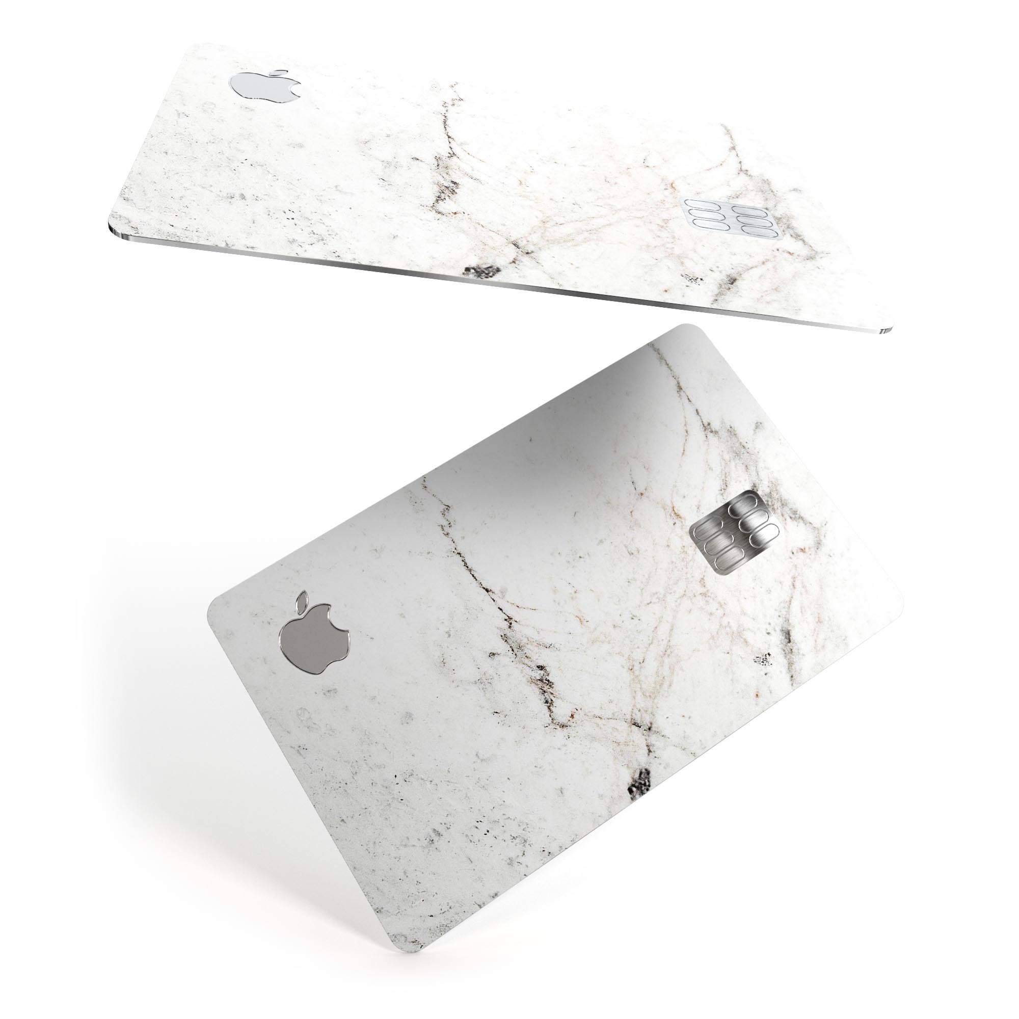 White Grungy Marble Surface decal skin for Apple Card, showcasing a stylish and protective design.