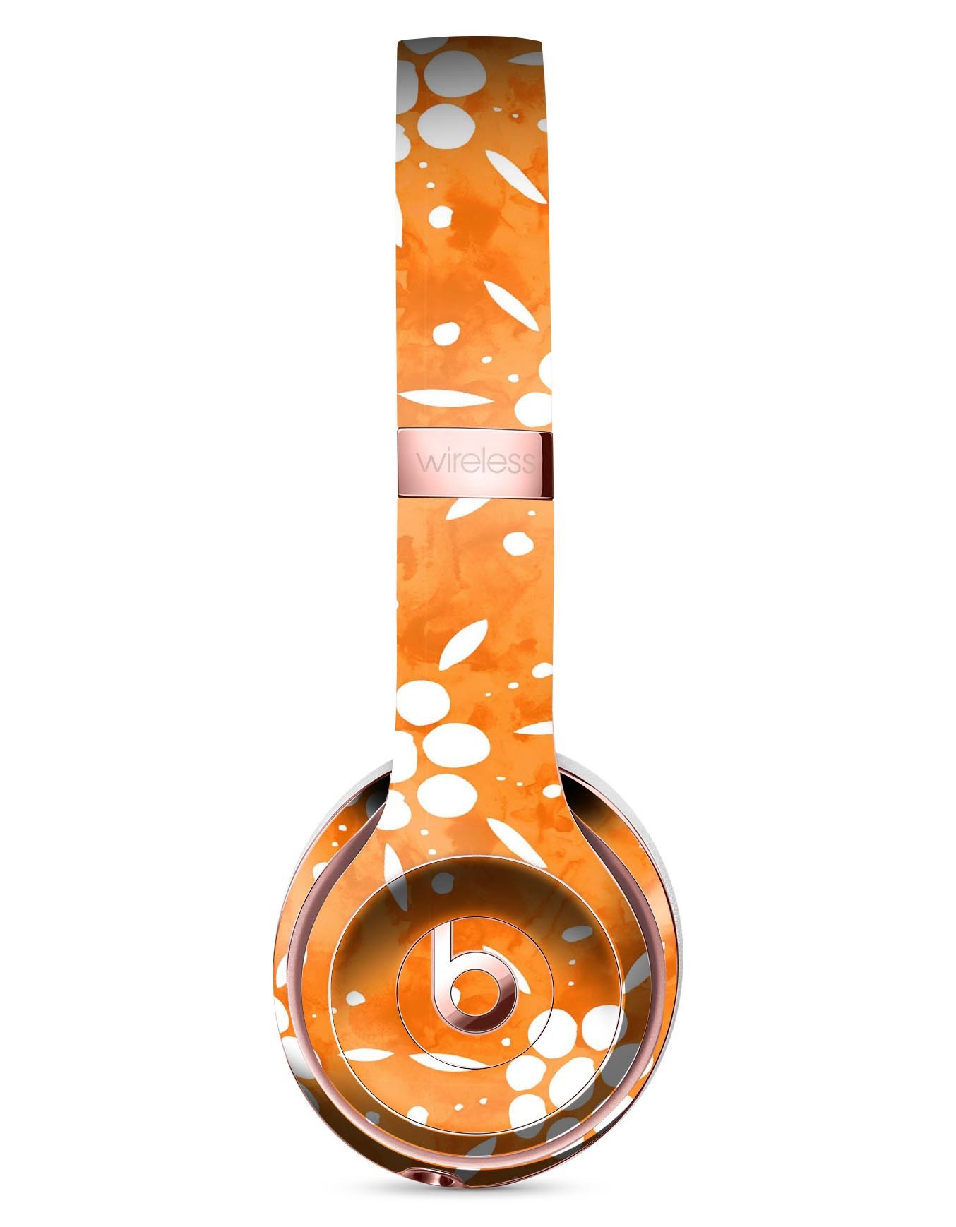 White Pedals Over Watercolored Shades of Orange Full-Body Skin Kit for Beats by Dre Solo 3 Wireless Headphones, showcasing vibrant colors and design.