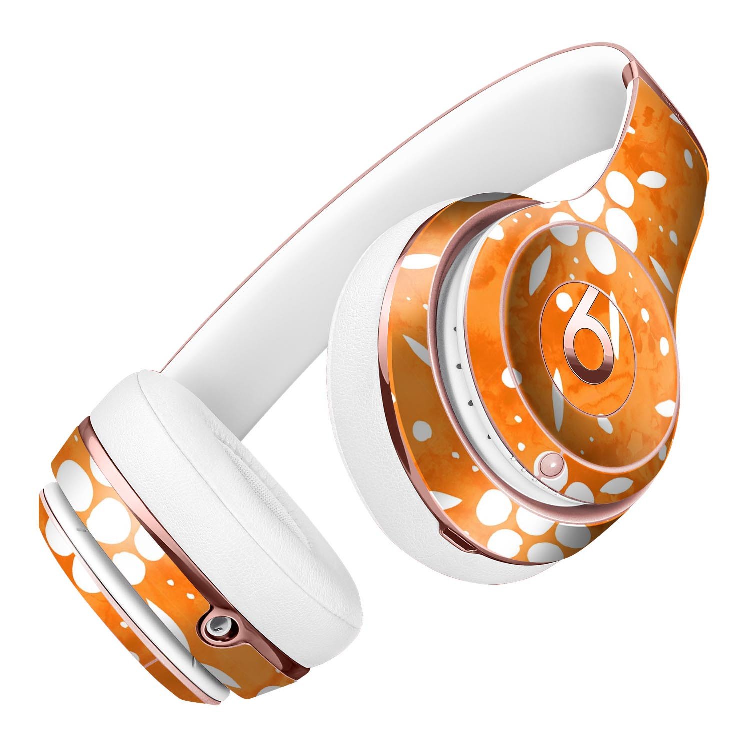 White Pedals Over Watercolored Shades of Orange Full-Body Skin Kit for Beats by Dre Solo 3 Wireless Headphones, showcasing vibrant colors and design.
