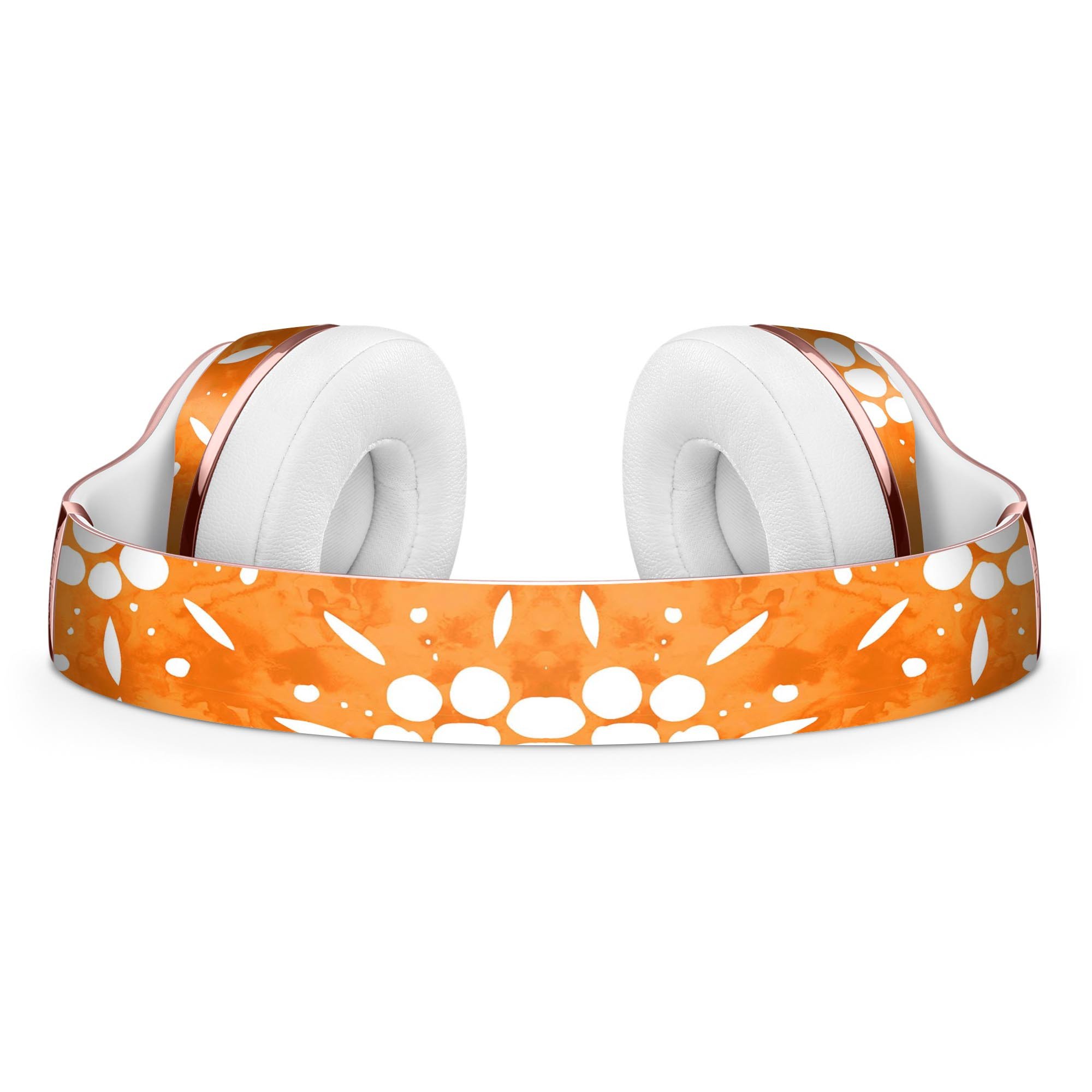 White Pedals Over Watercolored Shades of Orange Full-Body Skin Kit for Beats by Dre Solo 3 Wireless Headphones, showcasing vibrant colors and design.